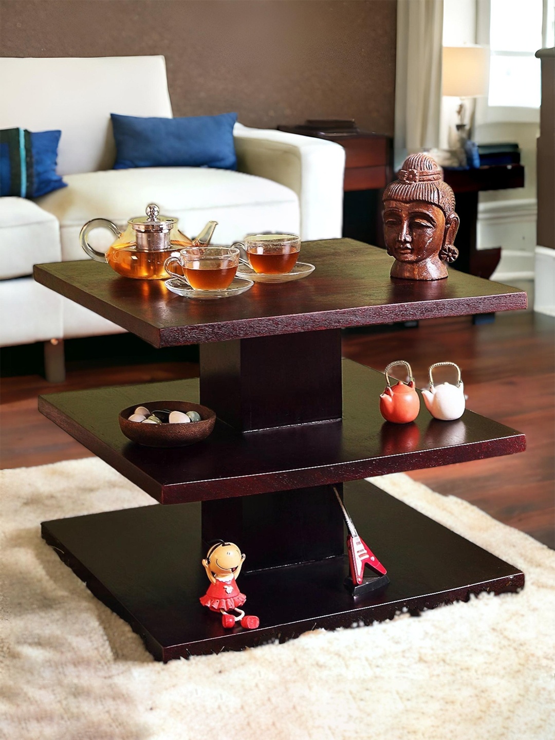 

Ikiriya Red 3 Layered Square Shaped Sheesham Wooden Accent Coffee Table