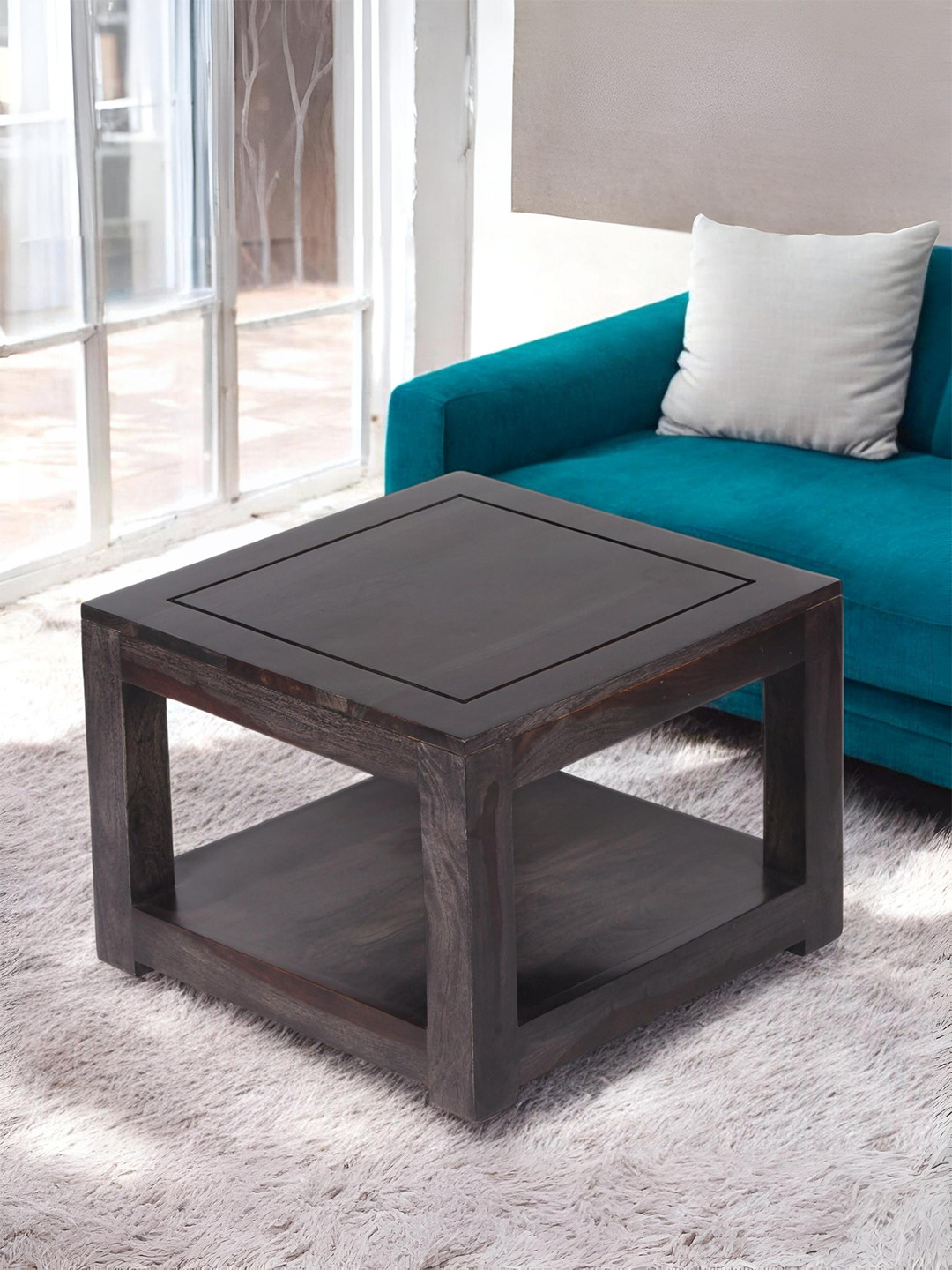 

Ikiriya Black Wood Contemporary Dark Mahagony Finish Square Coffee Table