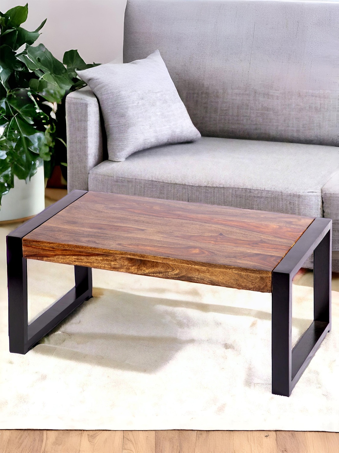 

Ikiriya Coffee Brown Textured Wood Contemporary Teak Finish Coffee Table