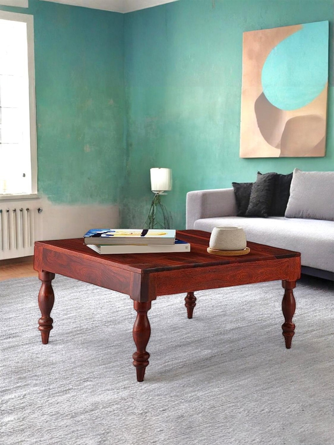 

Ikiriya Red Wood Contemporary Honey Finish Rectangle Coffee Table