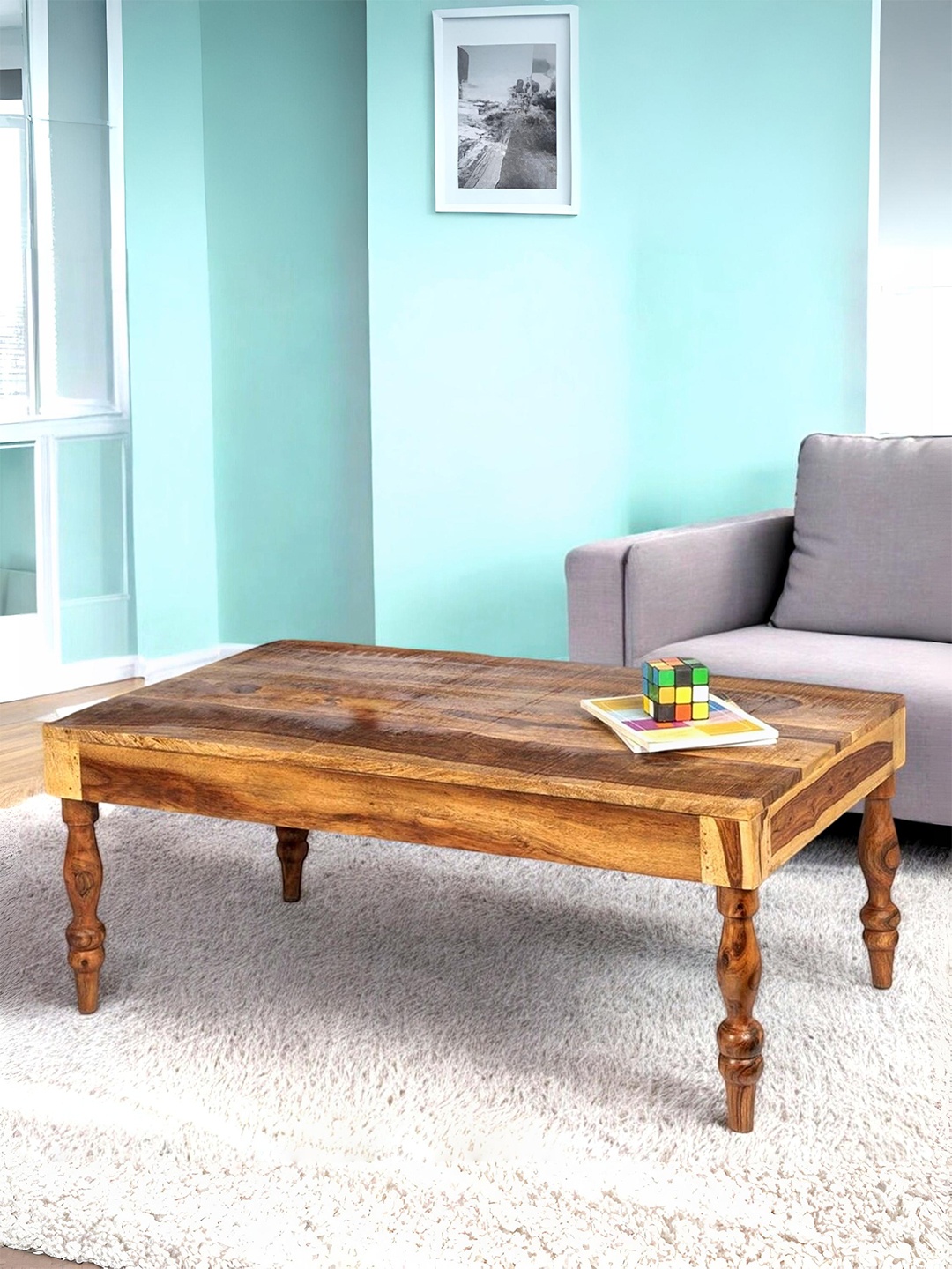 

Ikiriya Coffee Brown Sheesham Wood Rustic Finish Rectangle Shaped Coffee Table