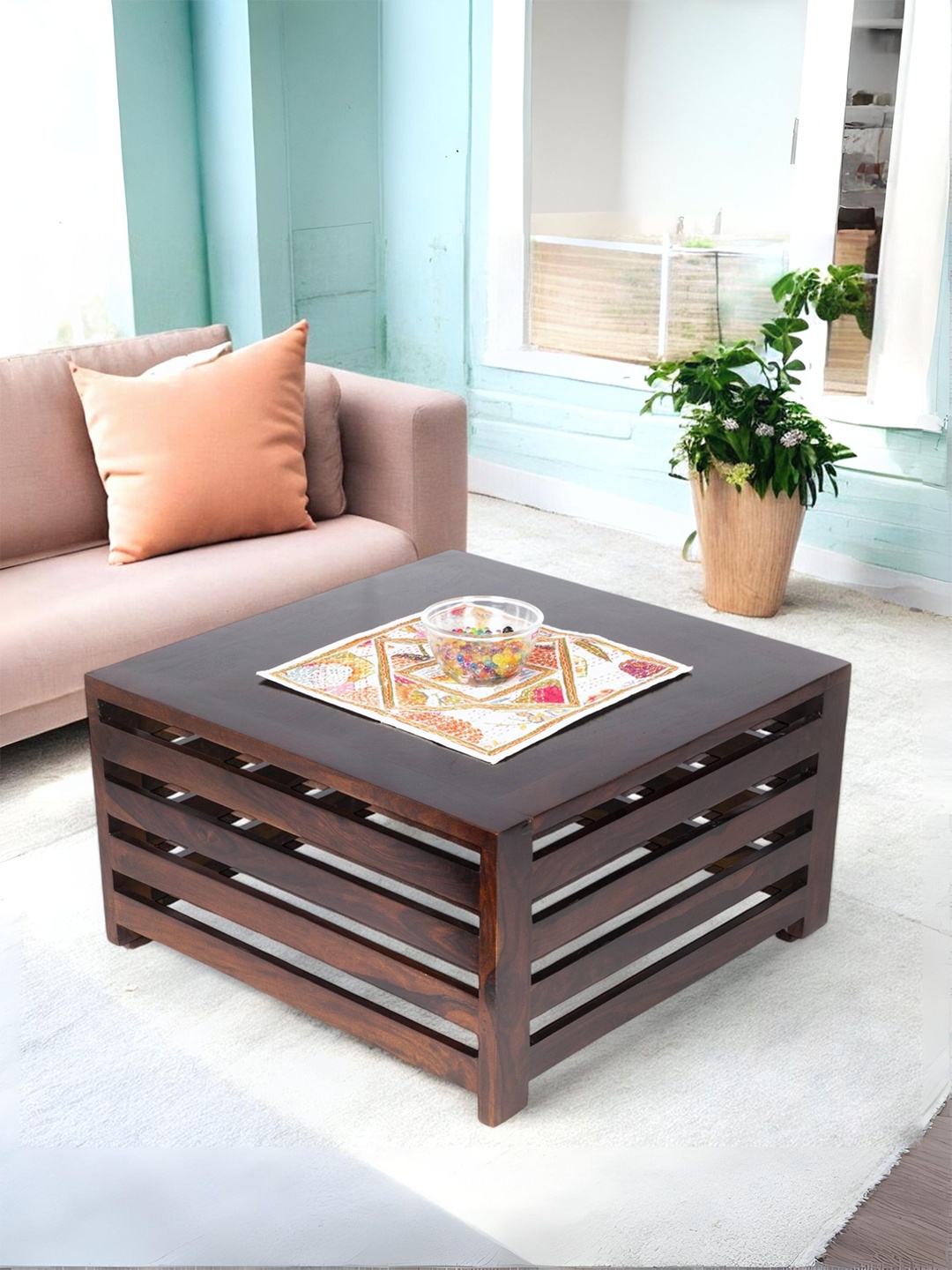 

Ikiriya Brown Square Shaped Sheesham Wooden Contemporary Coffee Table