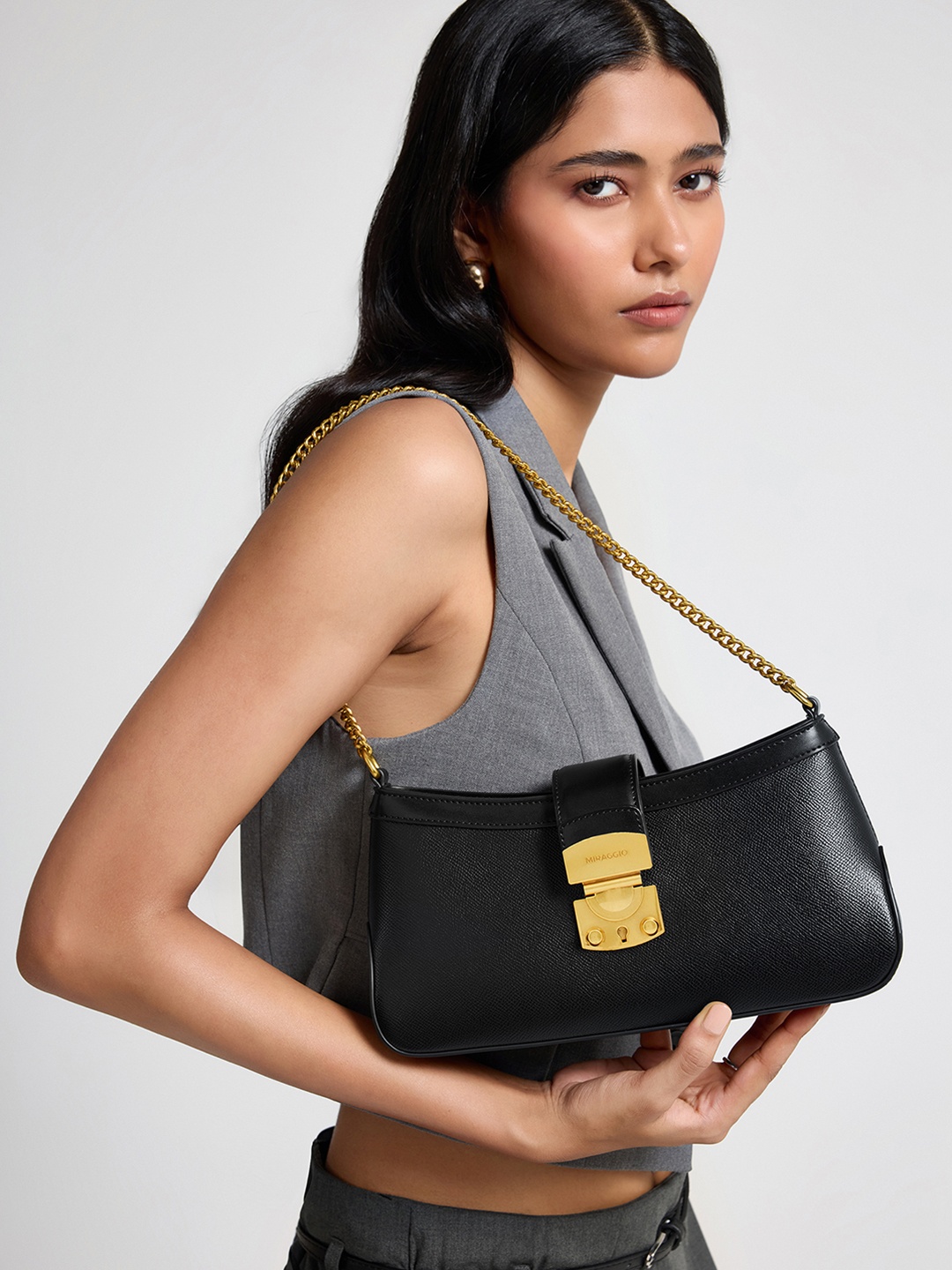 

MIRAGGIO Black PU Ashley Shoulder Bag