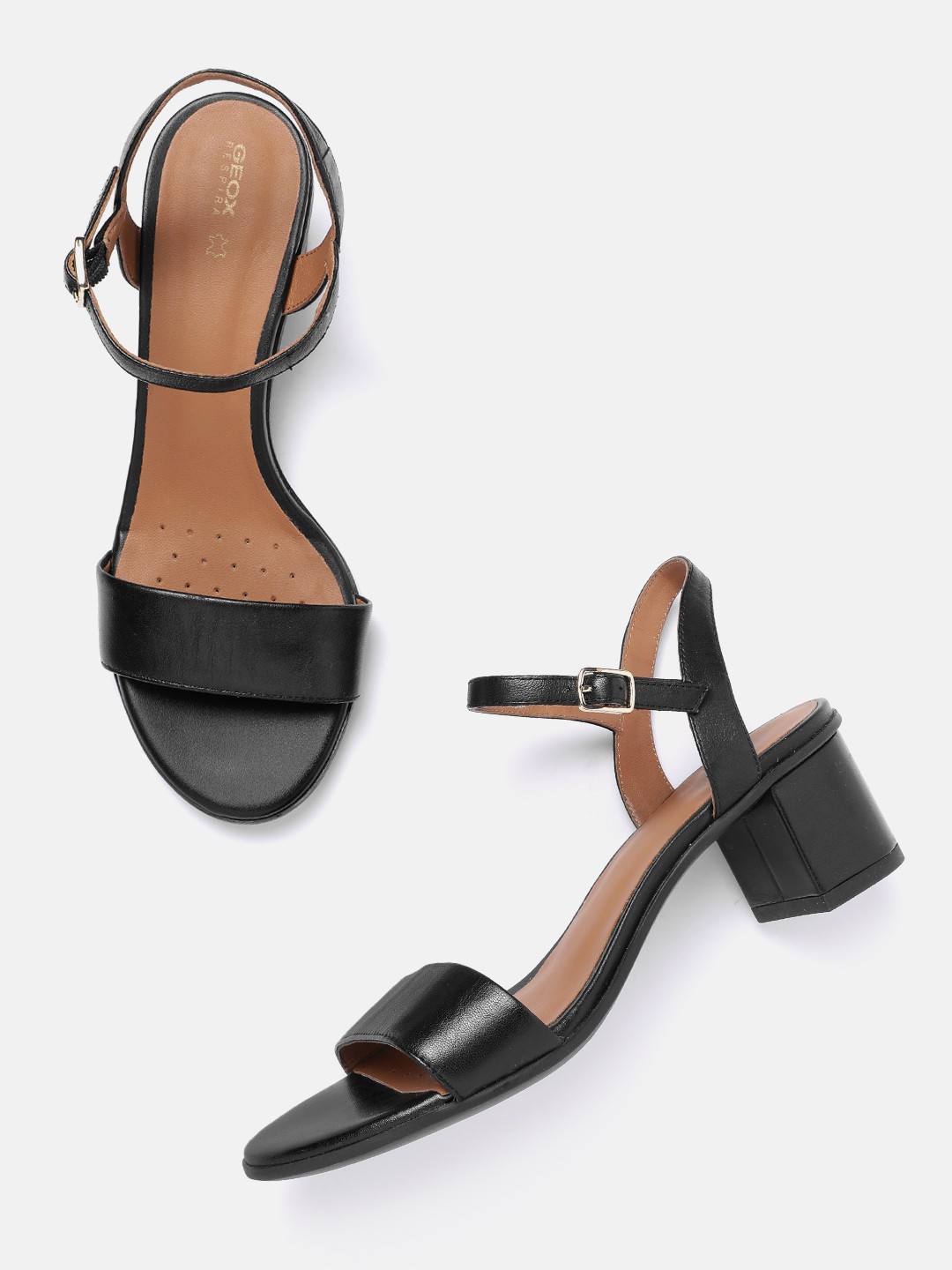 

Geox Leather Block Sandals, Black