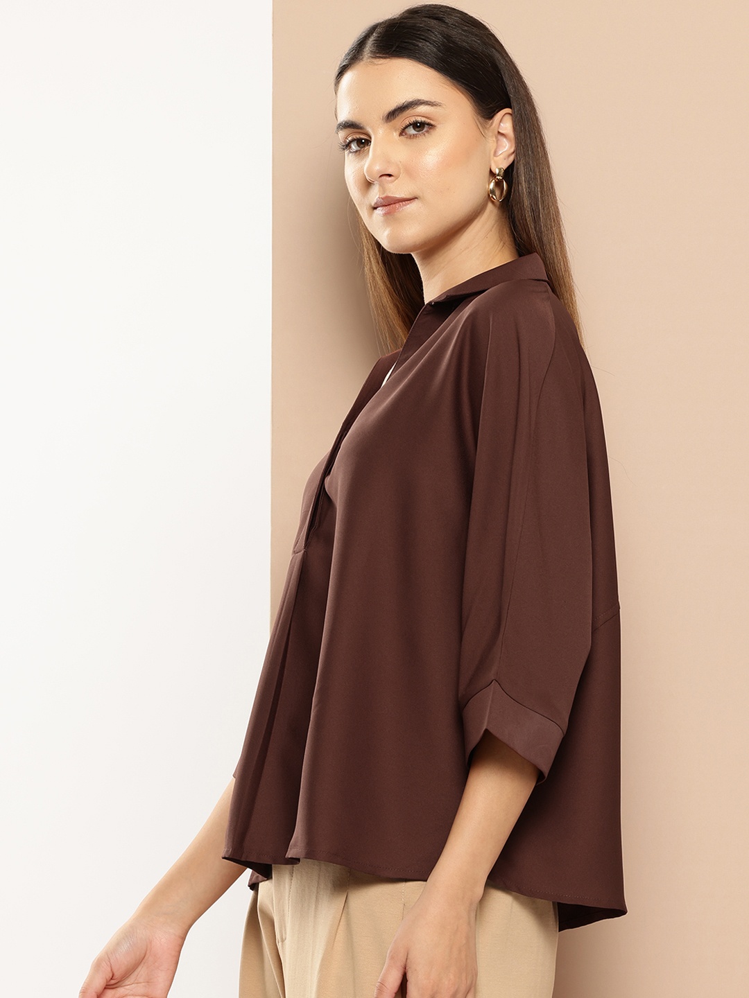 

her by invictus Extended Sleeves Top, Brown