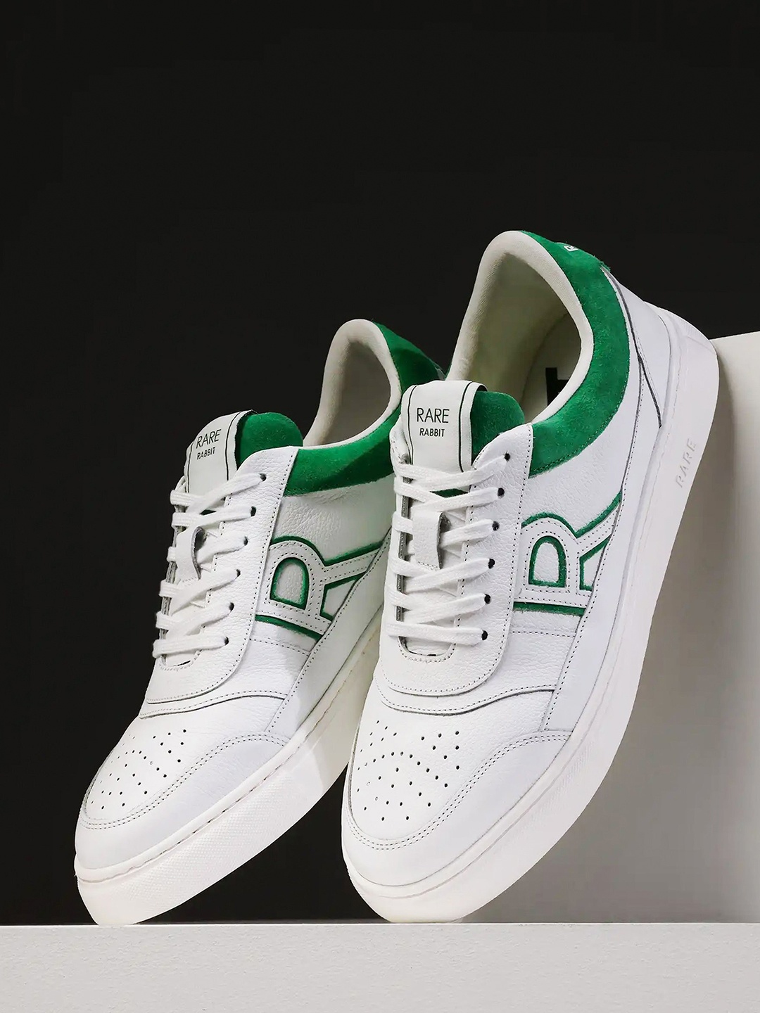 

RARE RABBIT Men Perforations Leather Sneakers, Green