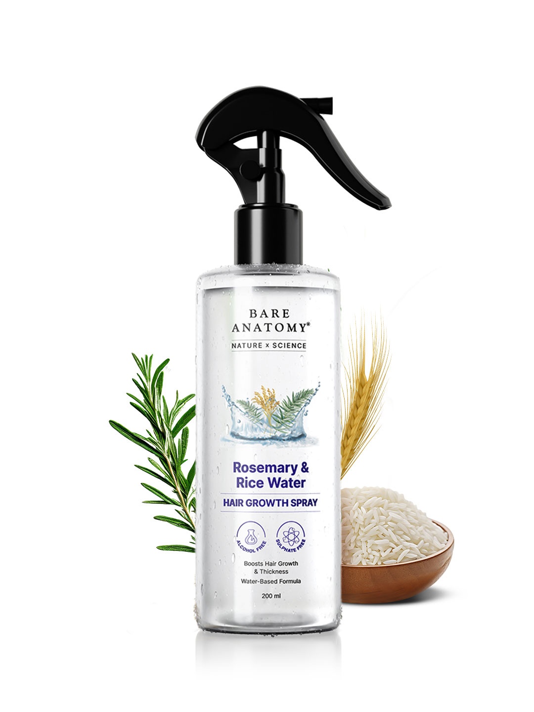 

Bare Anatomy Rosemary Water Spray With Rice Water- 200 ml, Transparent