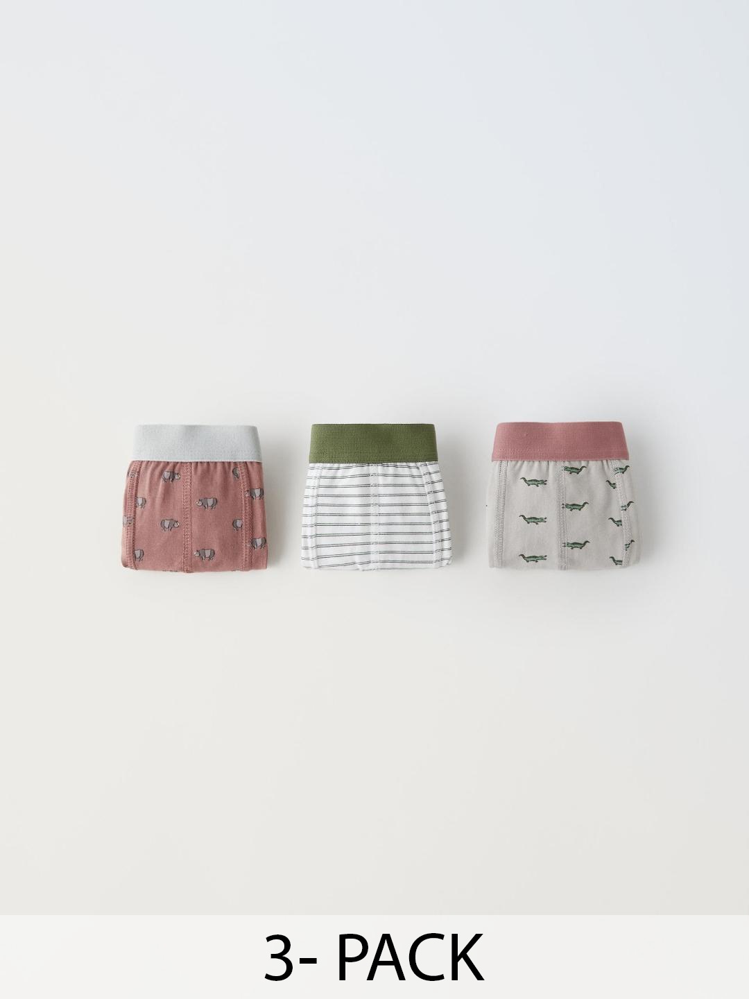 

ZARA Boys Pack of 3 Briefs, Silver