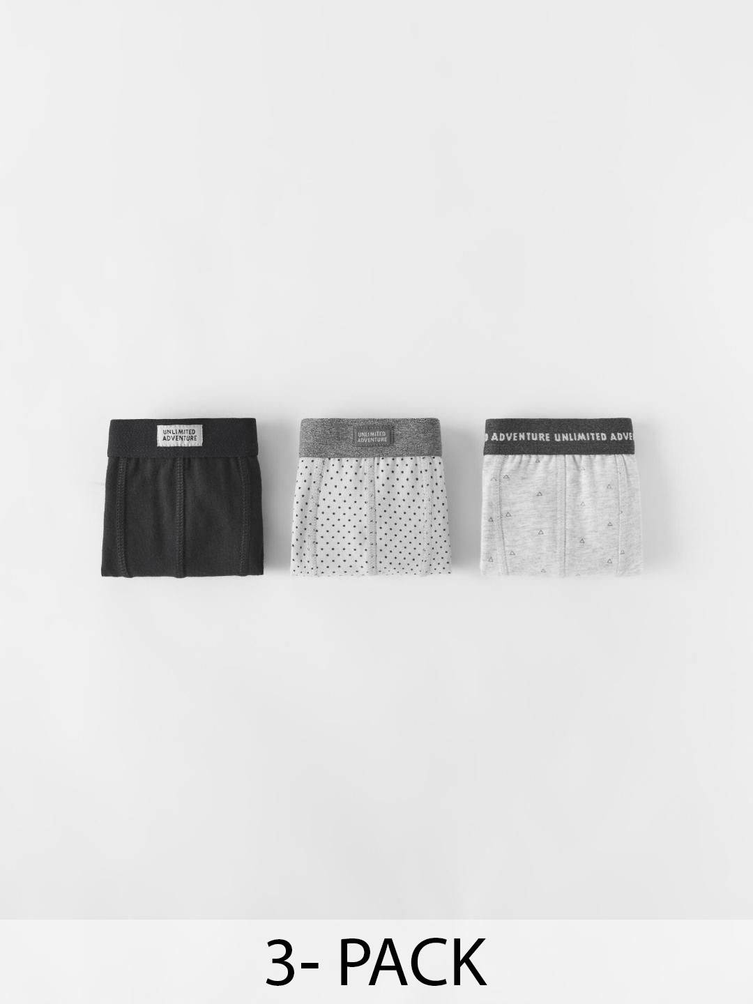 

ZARA Boys Pack of 3 Briefs, Black