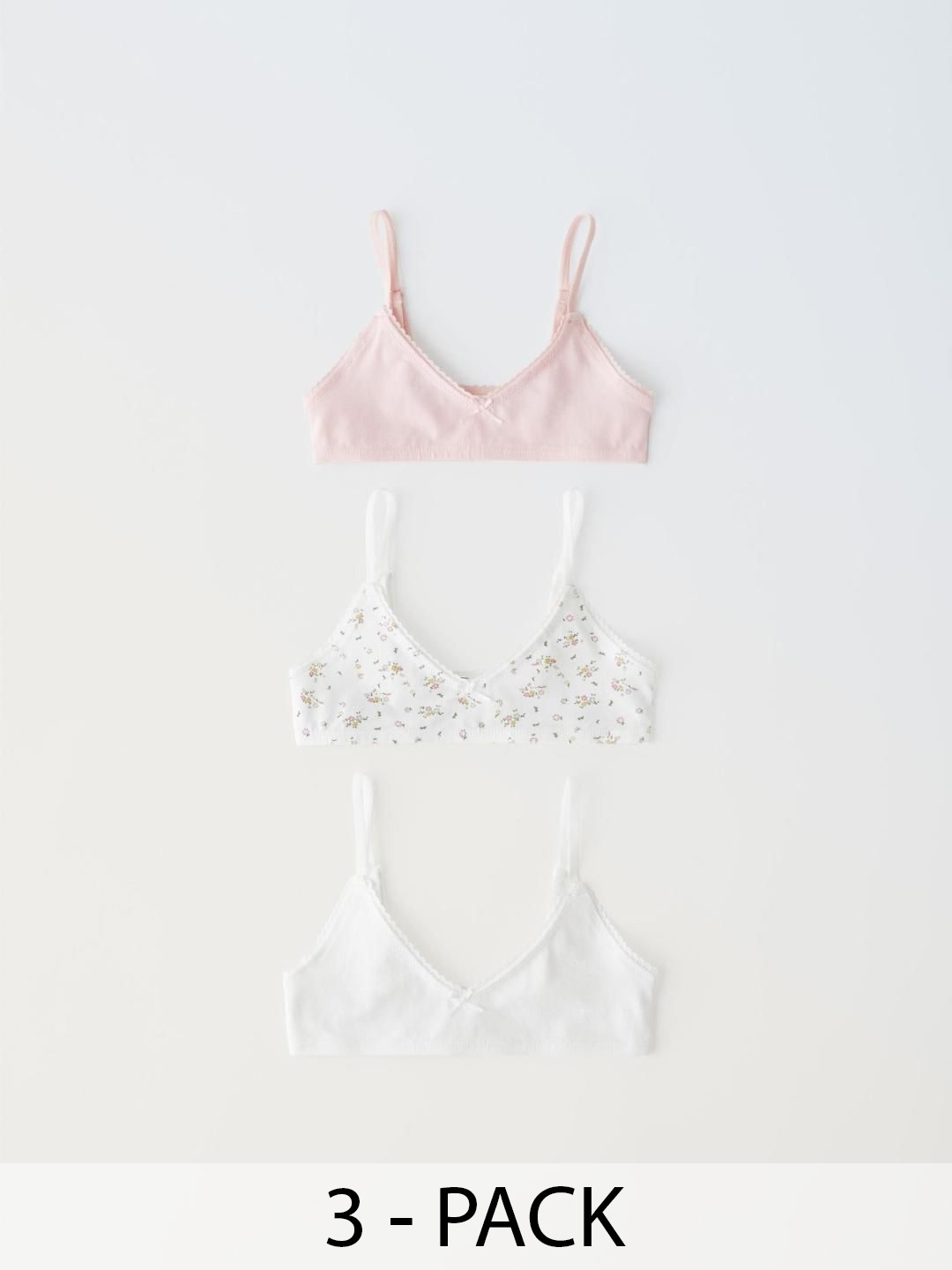 

ZARA Girls Pack of 3 Bra, Pink