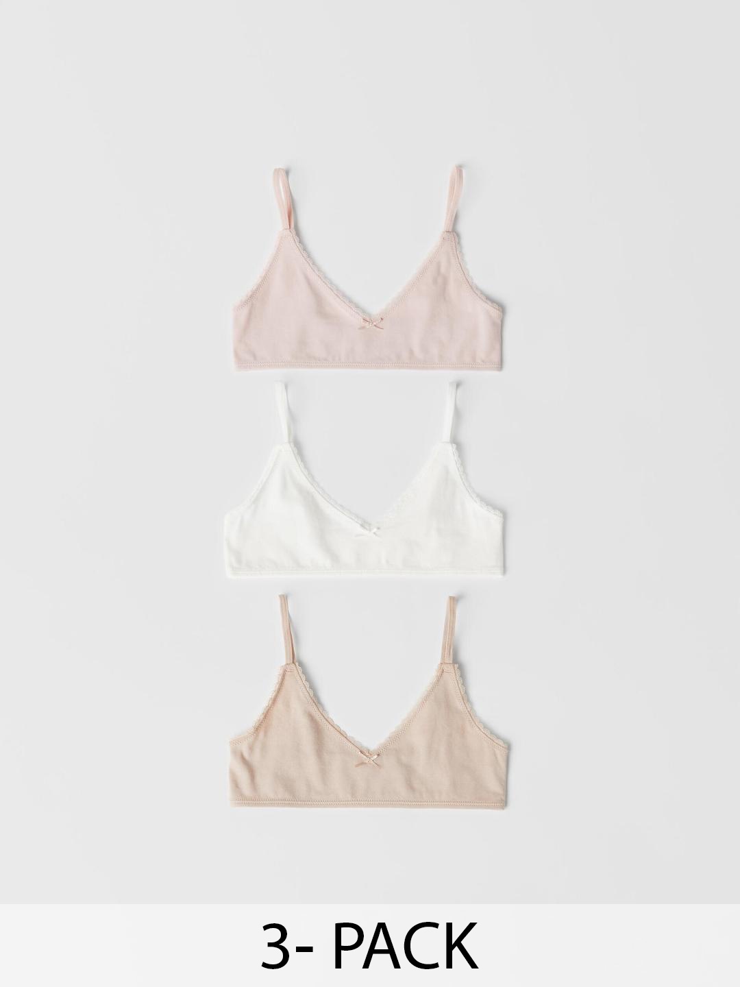 

ZARA Girls Pack of 3 Bra, Brown