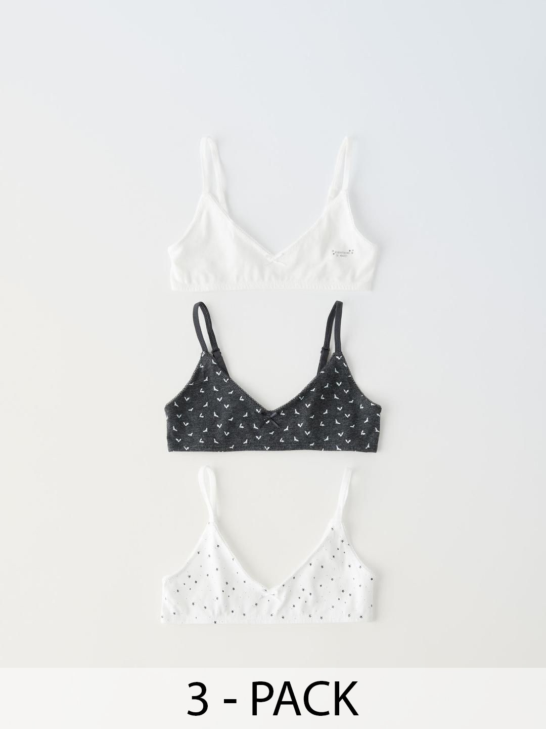 

ZARA Girls Pack of 3 Bra, Grey