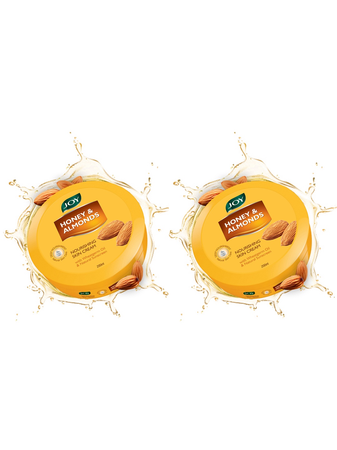 

JOY Set Of 2 Honey & Almond Nourishing Skin Cream With Almond Oil & Aloe Vera - 200ml Each, Yellow