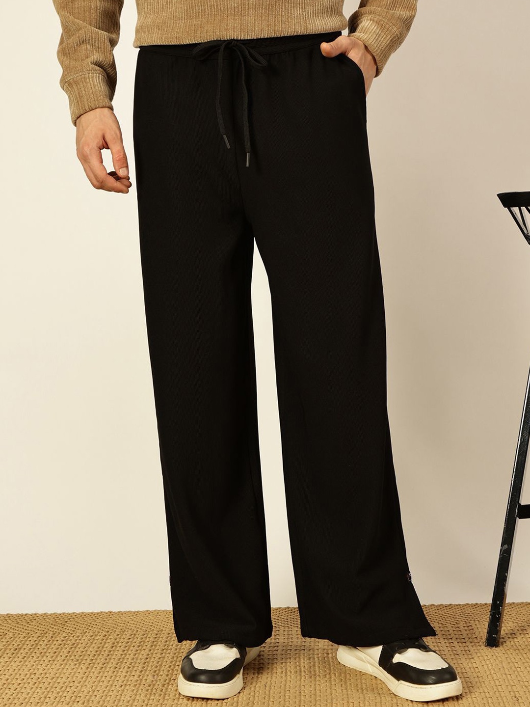 

Thomas Scott Men Smart Loose Fit Easy Wash Trousers, Black