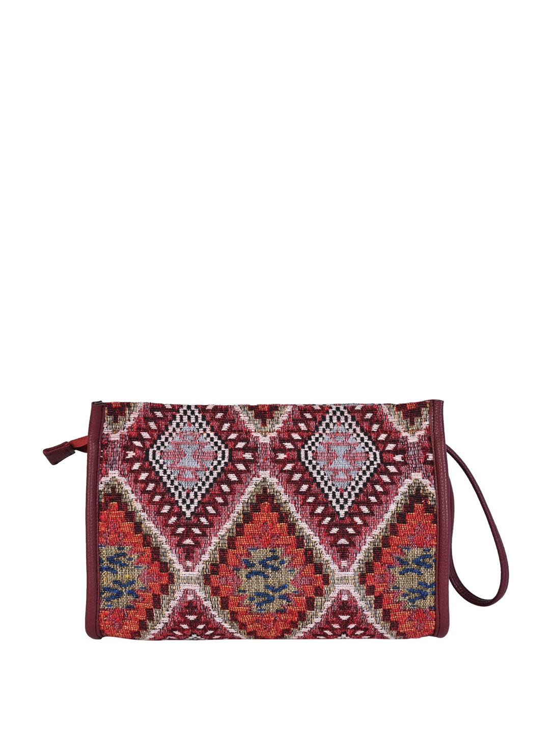 

INDIVIDUAL DESIGN Women Ethnic Motifs Printed Structured Cotton Handheld Bag, Maroon