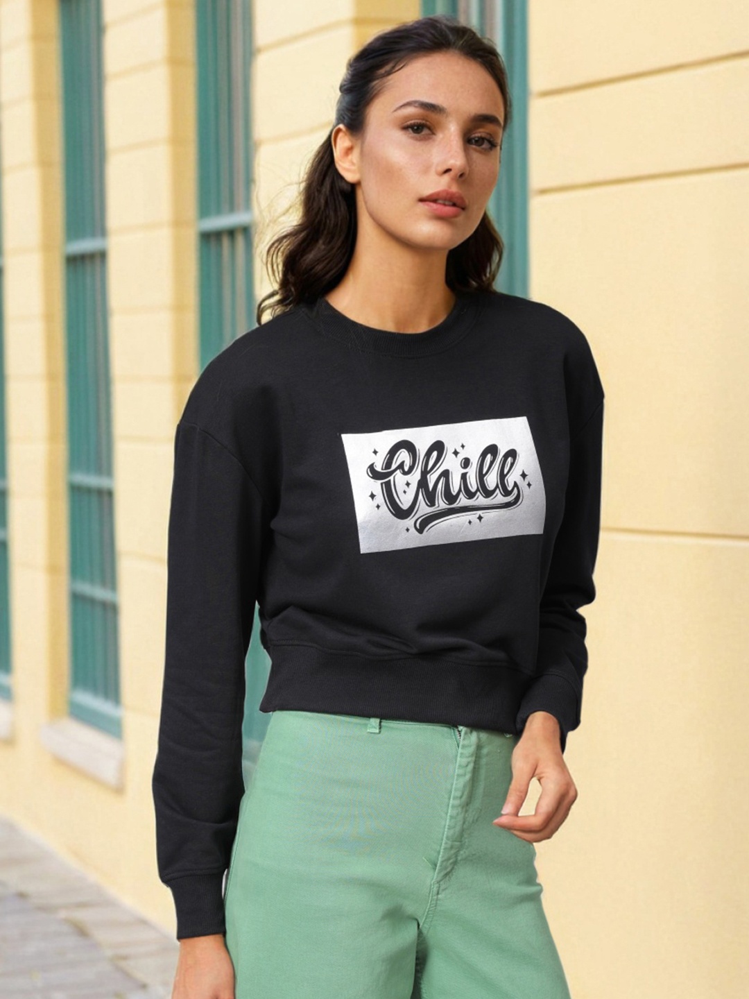 

Freehand by The Indian Garage Co Women Typography Printed Sweatshirt, Black
