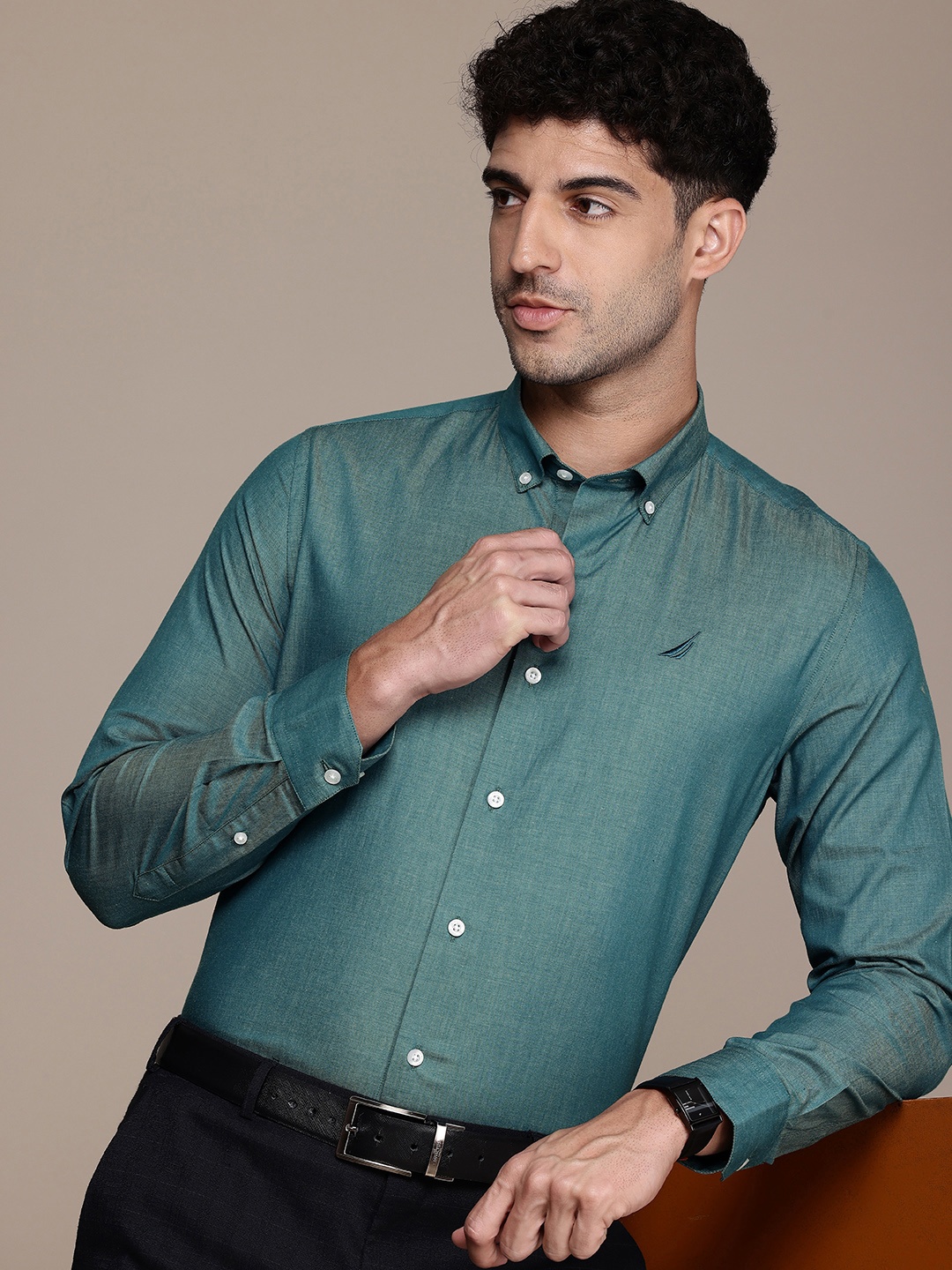 

Nautica Pure Cotton Classic Slim Fit Opaque Formal Shirt, Teal