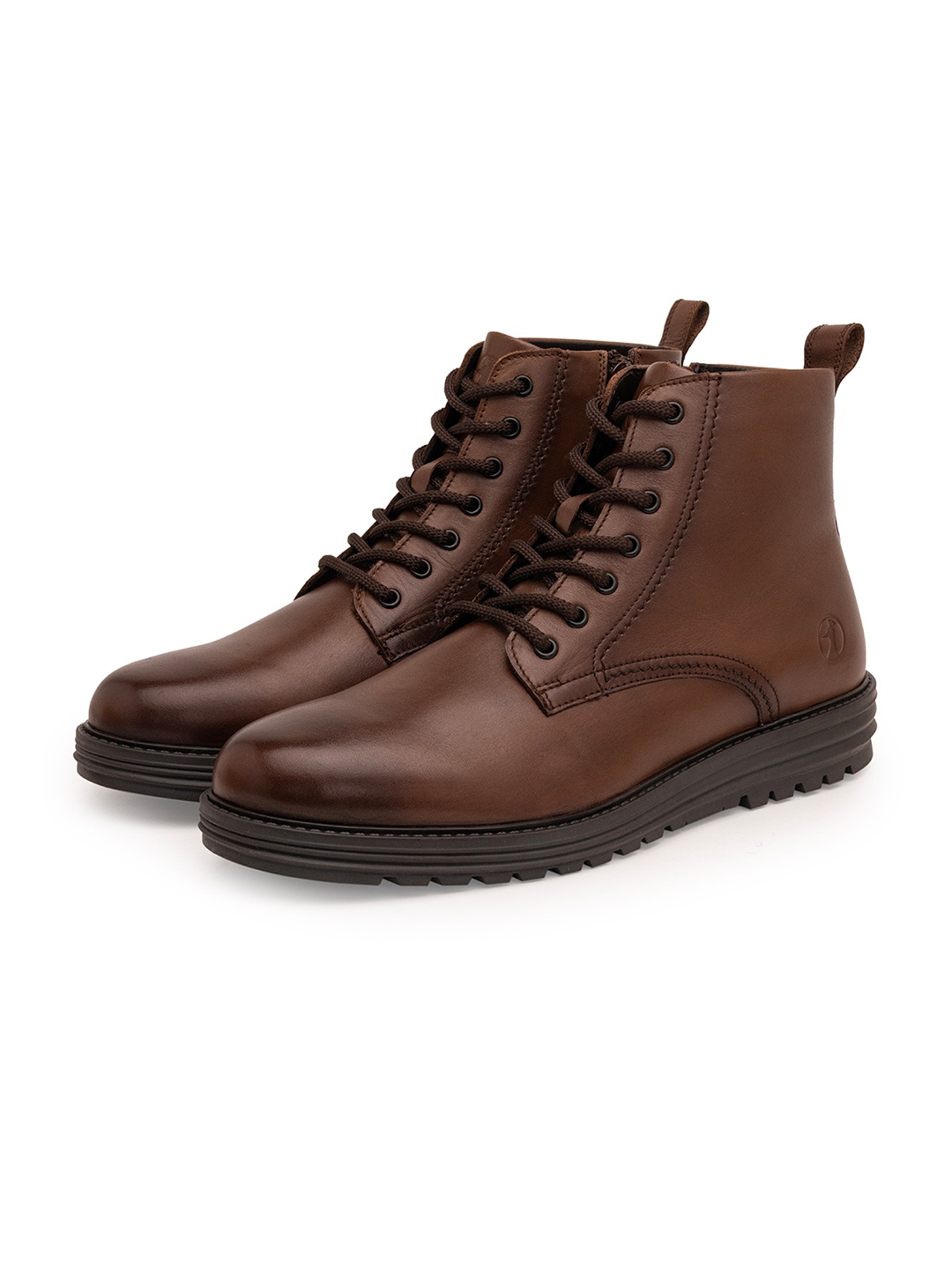 

THOMAS CRICK Men Lace-Up Casual Leather Biker Boots, Brown