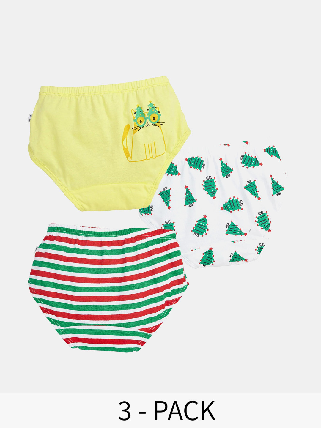 

You Got Plan B Pack Of 3 Printed Cotton Basic Briefs +UG-MerryXmas: 1-2, White