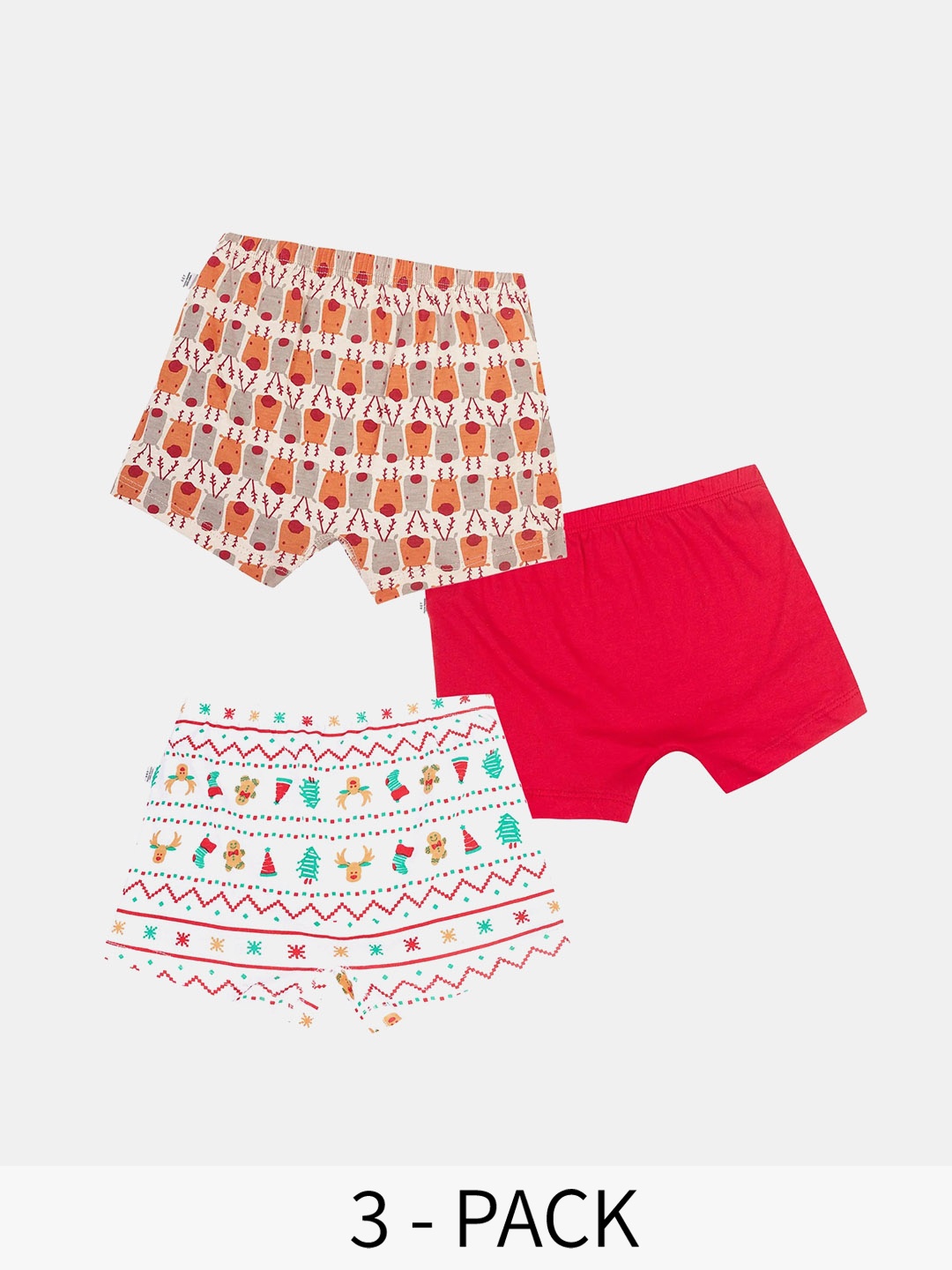 

You Got Plan B Boys Pack Of 3 Printed Cotton Boxers BB-WhiteXmas: 2-4, White