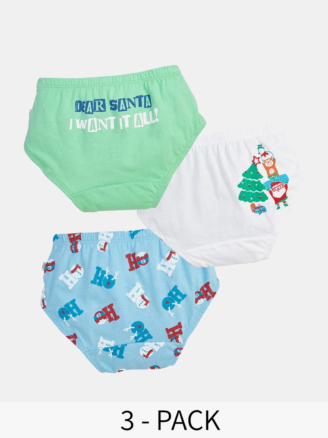 

You Got Plan B Girls Pack Of 3 Printed Mid-Rise Cotton Basic Briefs UG-AllIWant: 1-2, White