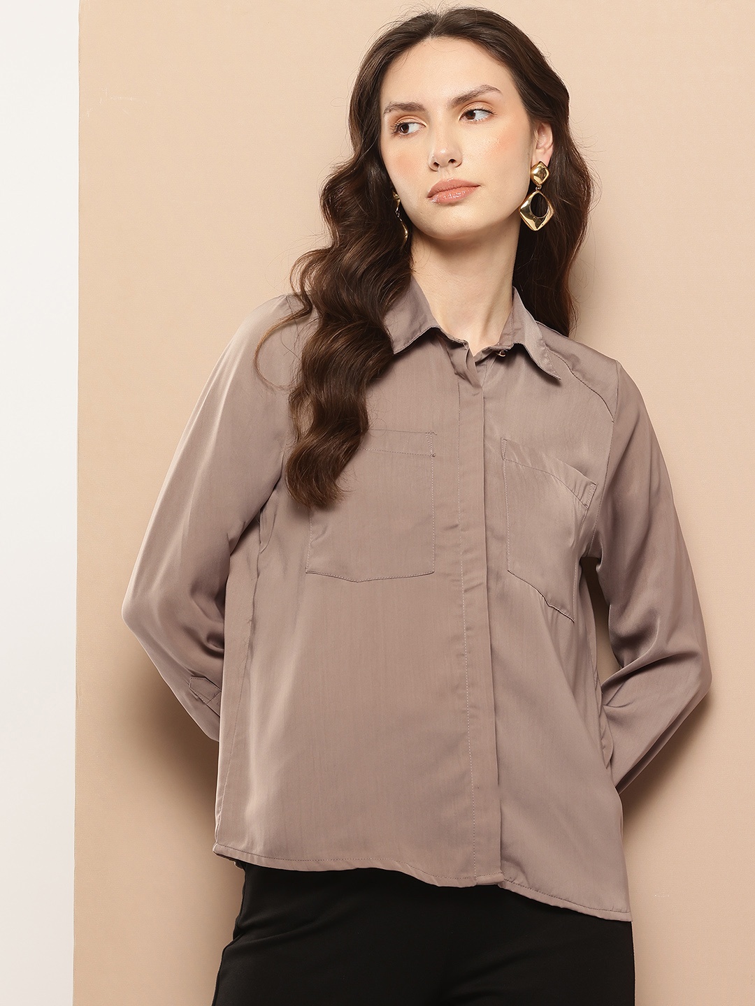 

her by invictus Opaque Formal Shirt, Taupe