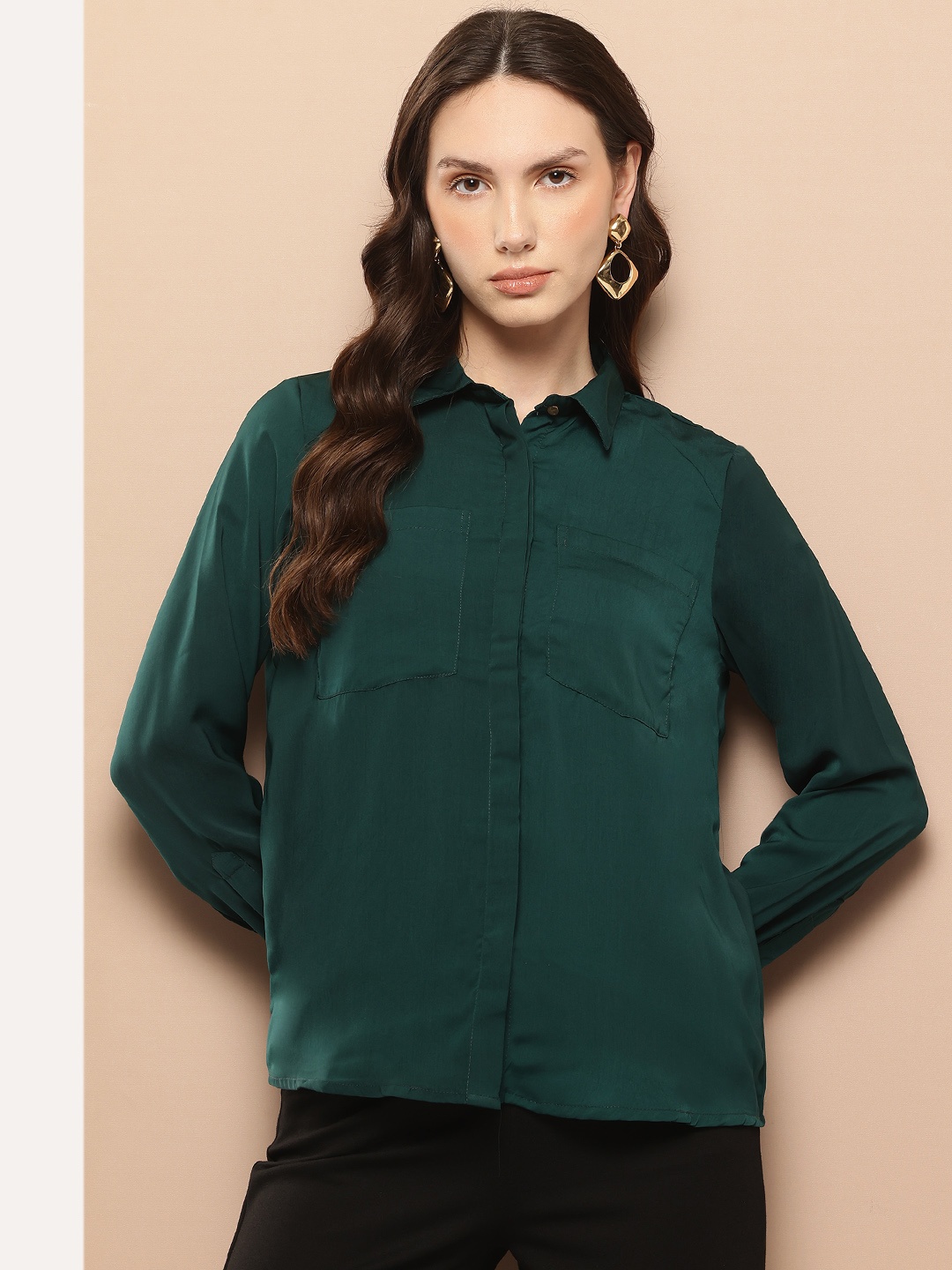 

her by invictus Opaque Formal Shirt, Green