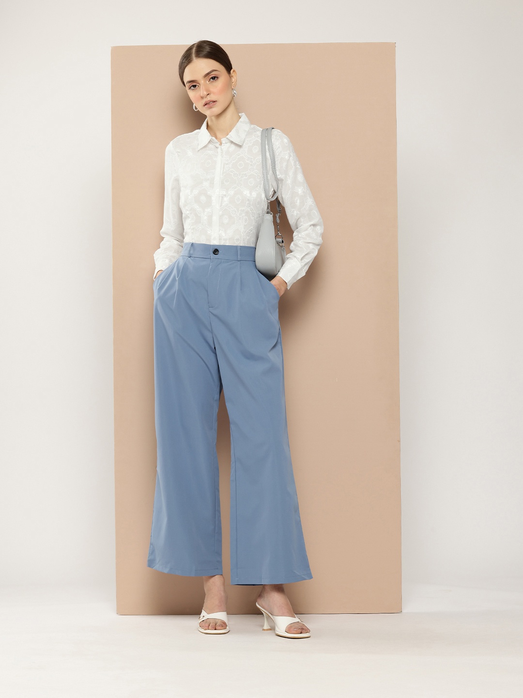 

her by invictus Jacquard Casual Shirt, White