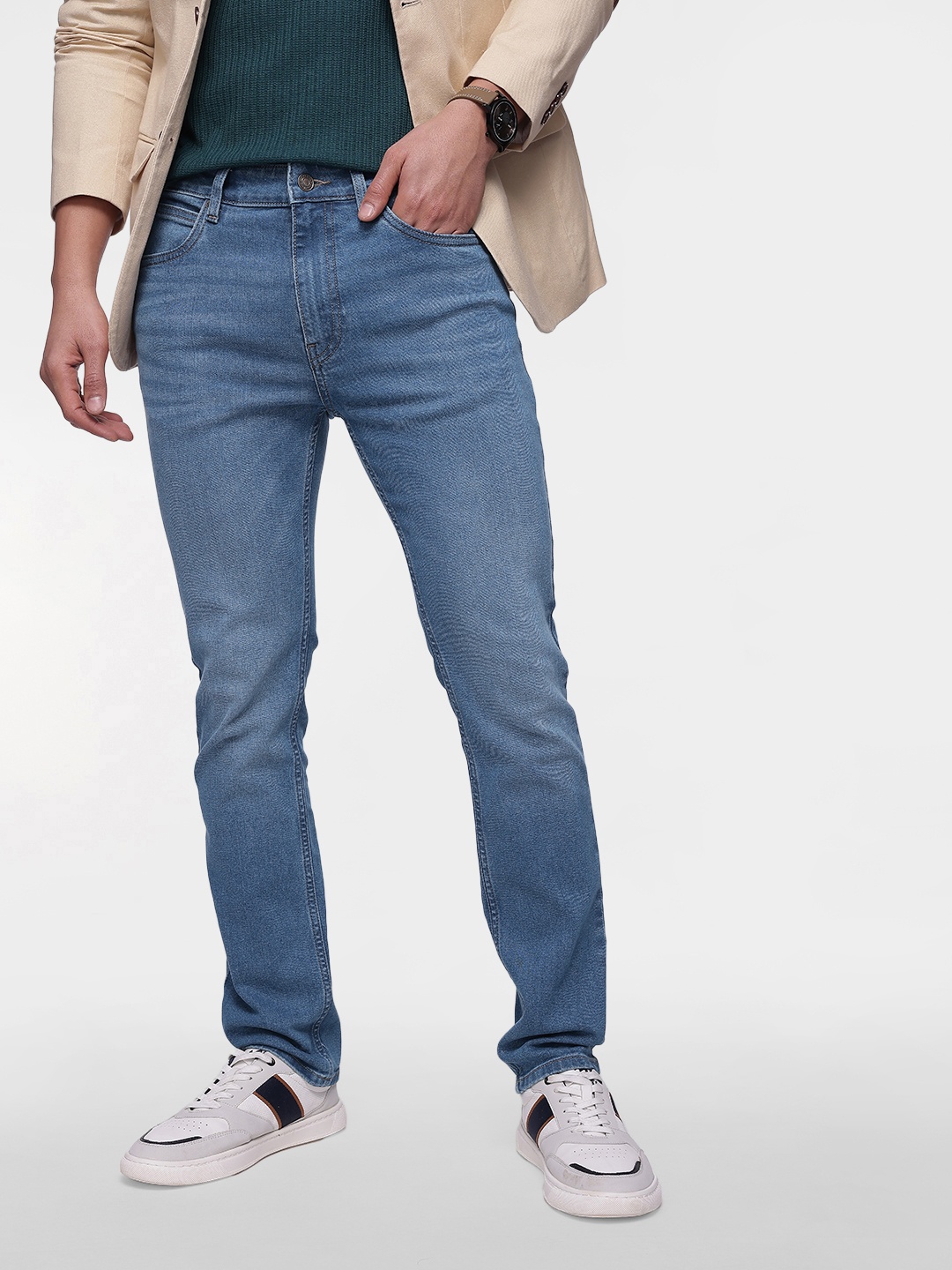 

French Connection Men Slim Fit Heavy Fade Stretchable Jeans, Blue