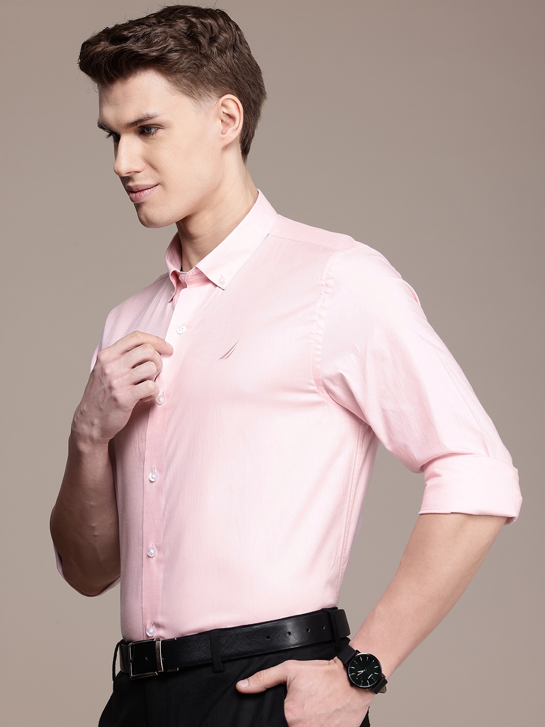 

Nautica Pure Cotton Classic Slim Fit Formal Shirt, Pink