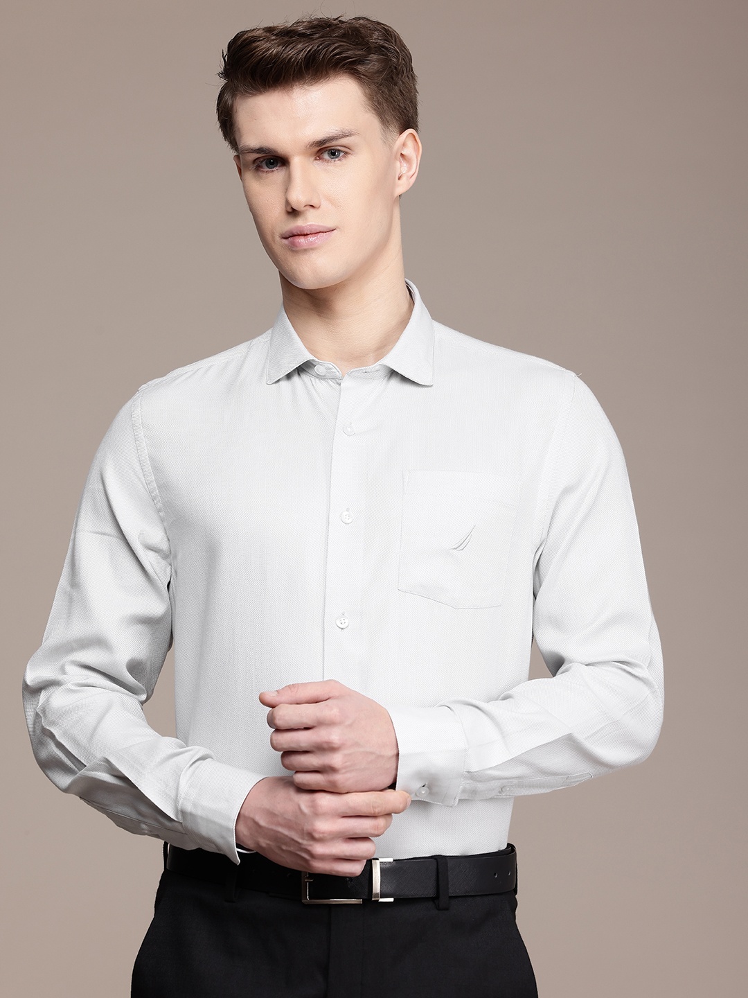 

Nautica Premium Slim Fit Pure Cotton Formal Shirt, Grey