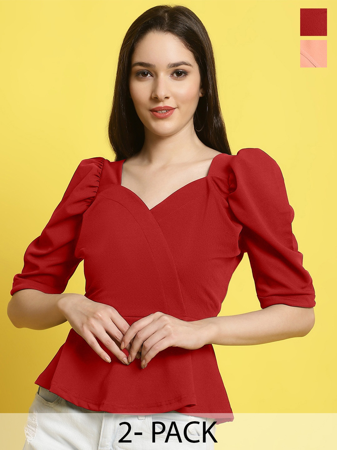

Metronaut Women Pack of 2 Valentino Top, Red