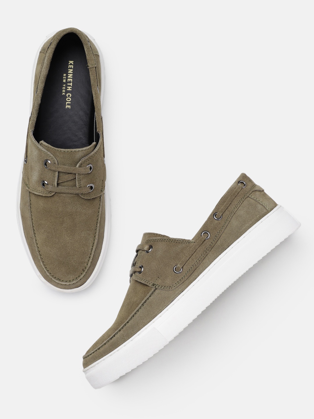

Kenneth Cole Men Round Toe Genuine Leather Sneakers, Green