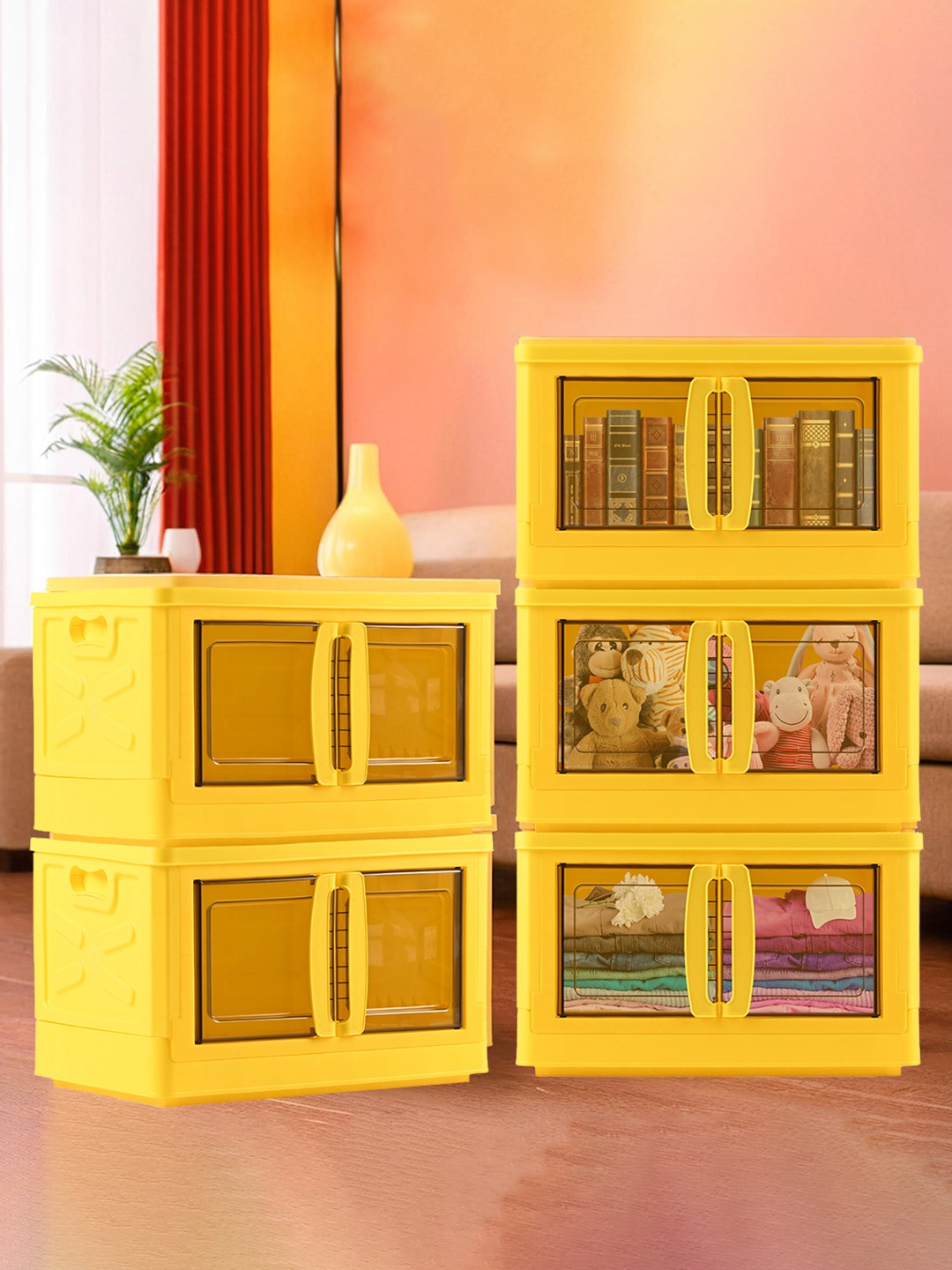 

Kuber Industries Yellow 5 Pieces Reusable Drawer Organisers