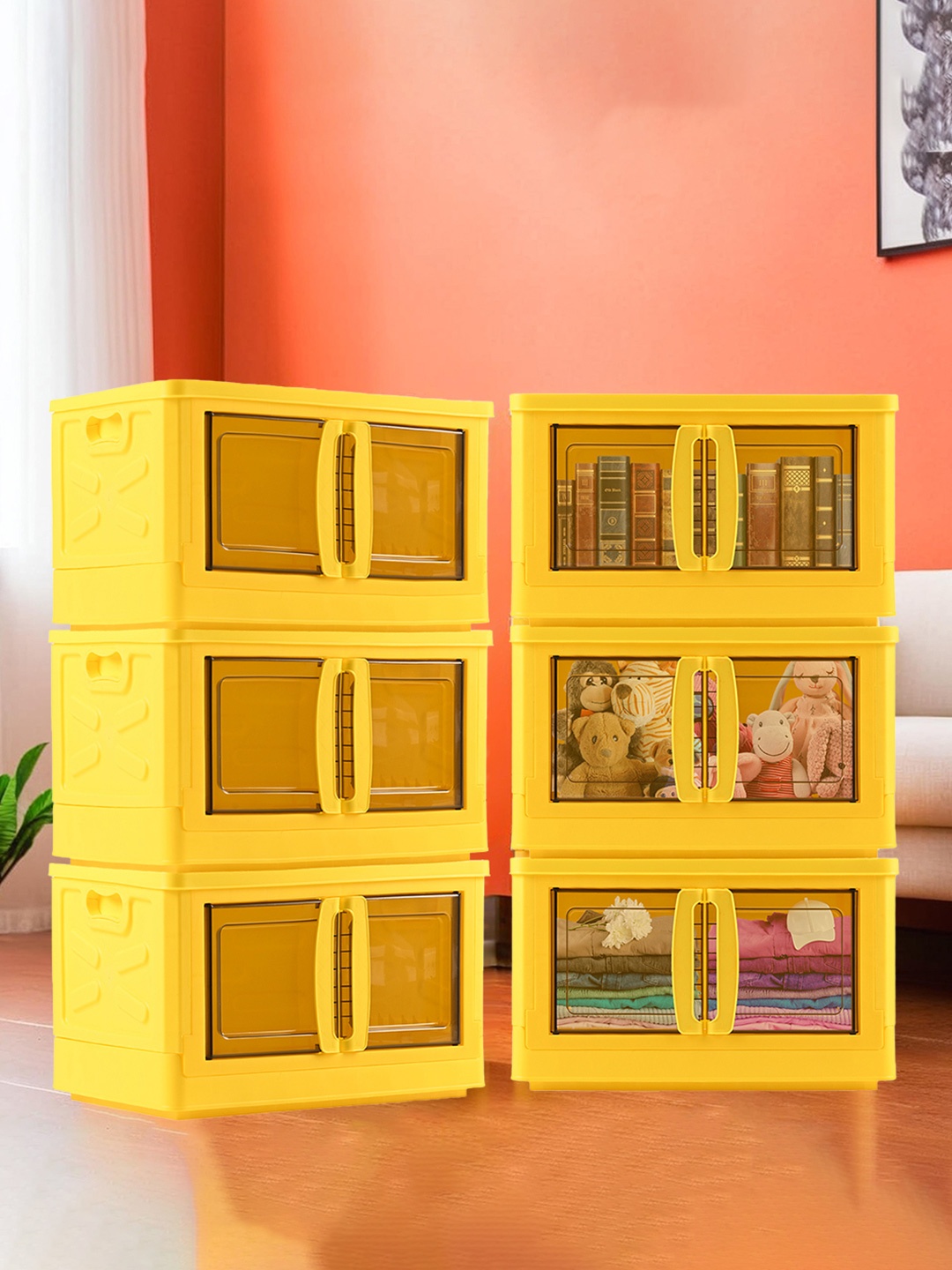 

Kuber Industries Yellow 6 Pieces Reusable Drawer Organisers
