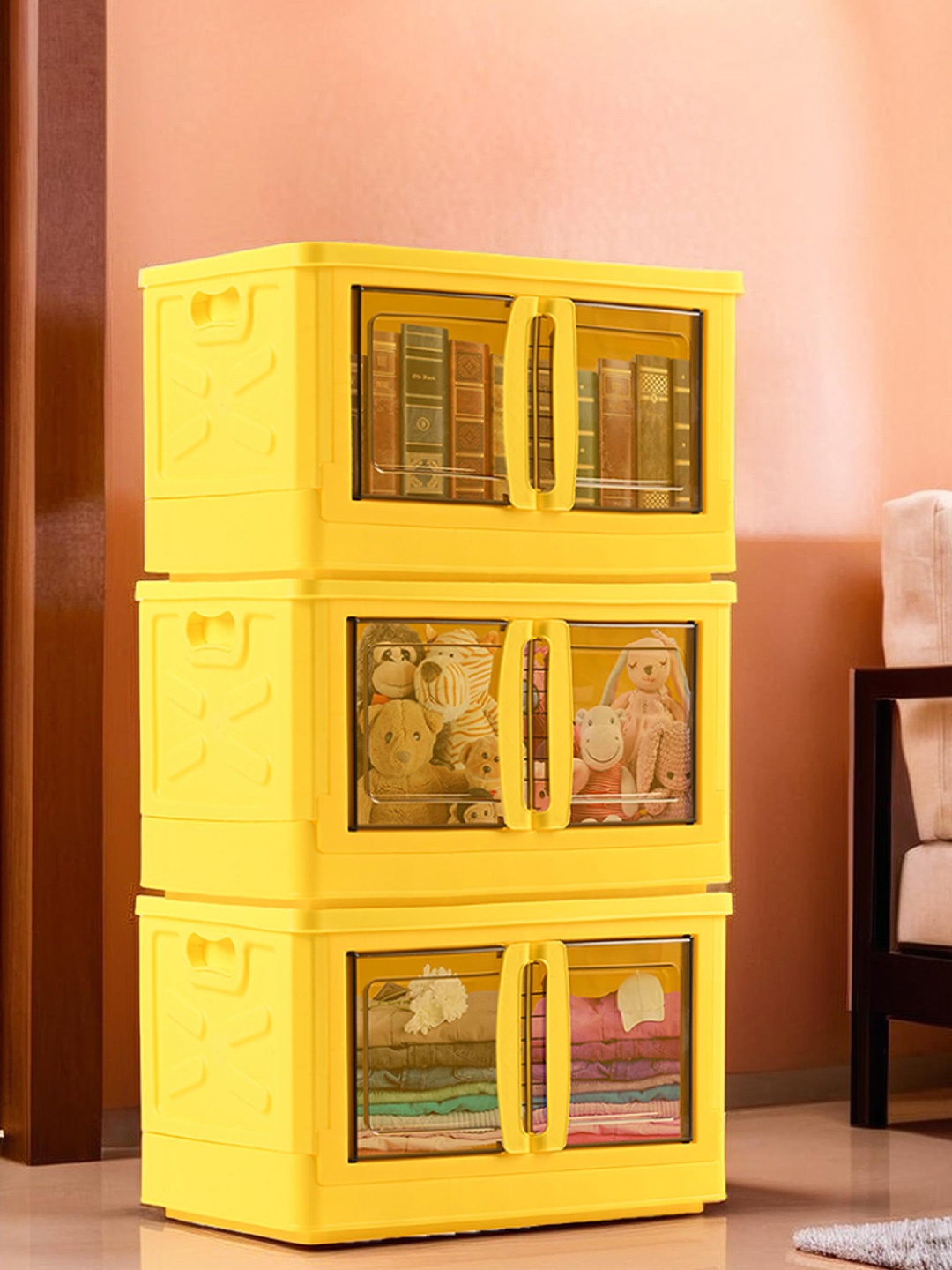 

Kuber Industries Yellow 3 Pieces Reusable Drawer Organisers
