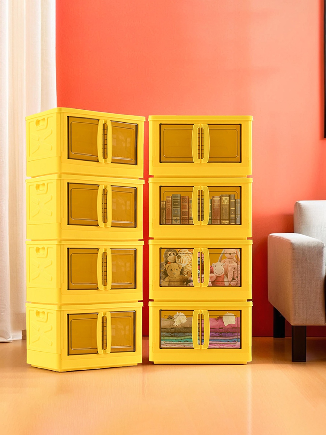 

Kuber Industries Yellow 8 Pieces Reusable Drawer Organisers