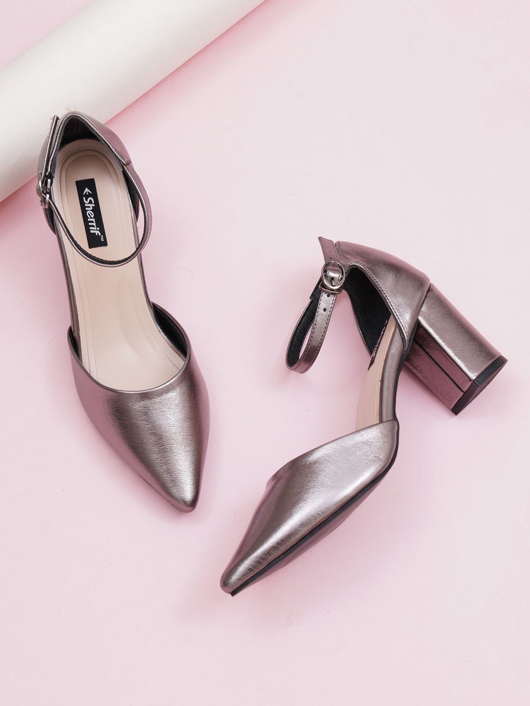 

Sherrif Shoes Party Block Sandals, Grey