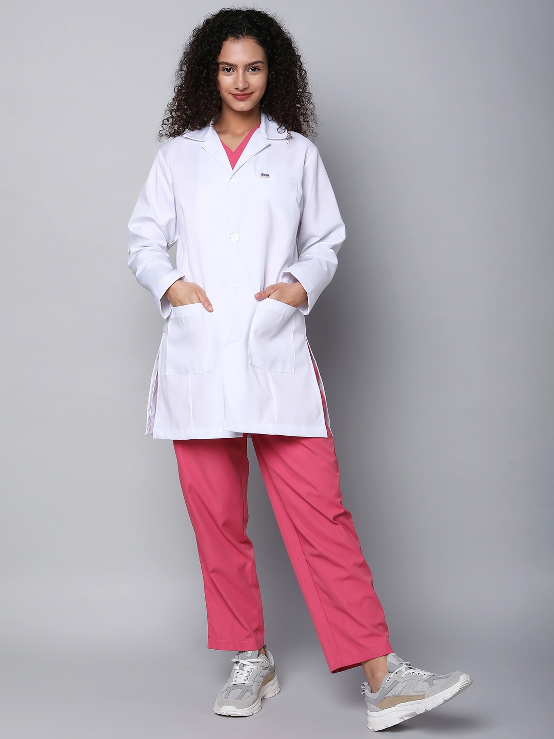 

KNYA Women Medical Long Lab Coat Apron, White