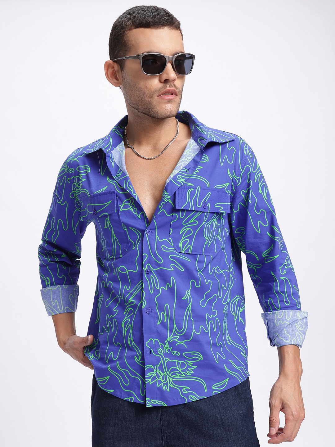 

glitchez Neo Pop Abstract Printed Shirt, Blue