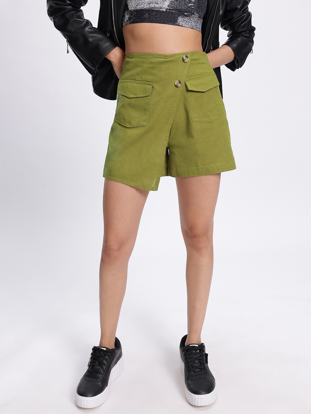 

glitchez City Chic High Rise Skorts, Green