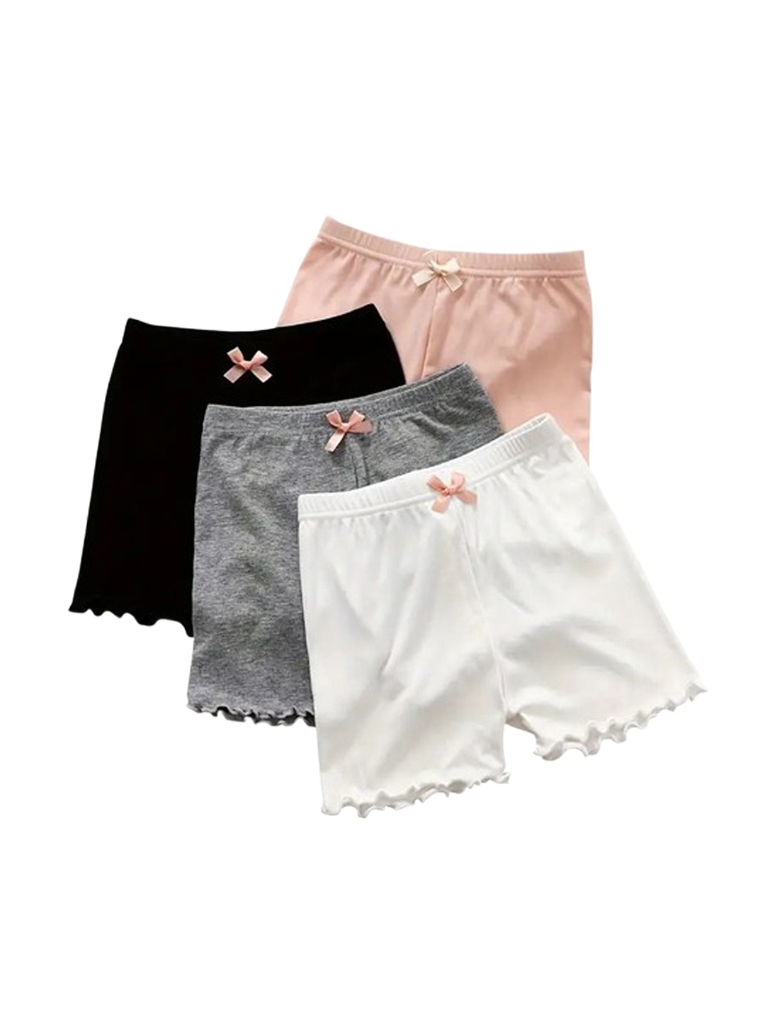 

BAESD Girls PACK OF 4 Cotton Regular Fit Running Shorts, White