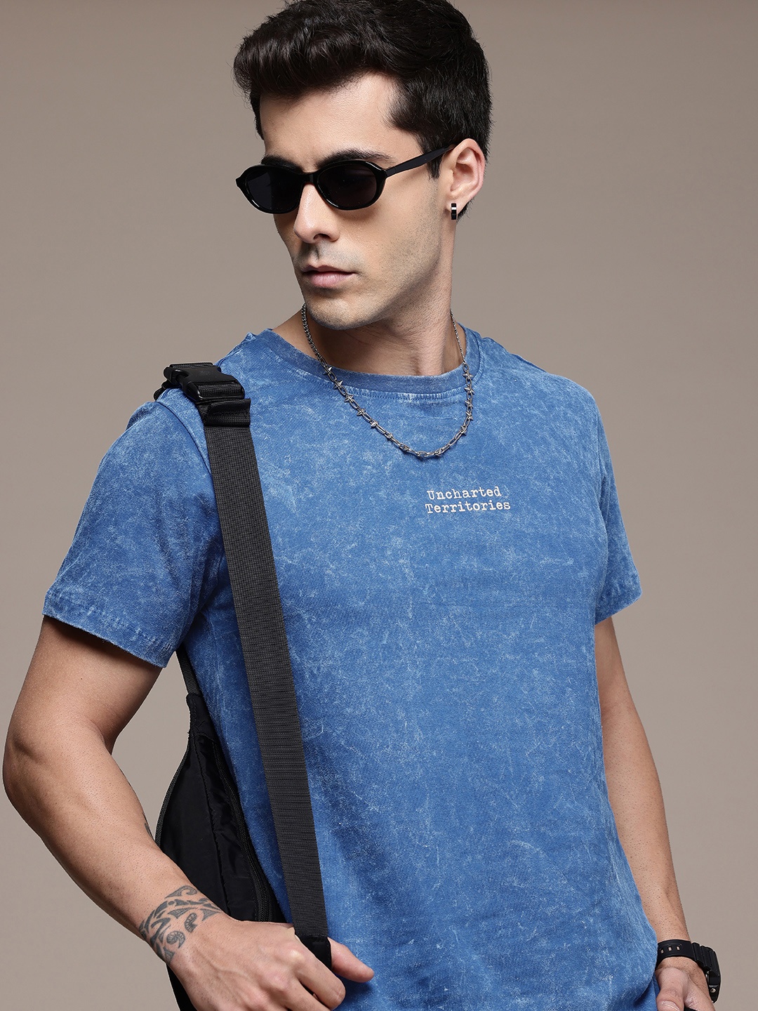 

The Roadster Life Co. Washed Effect Pure Cotton T-shirt, Blue