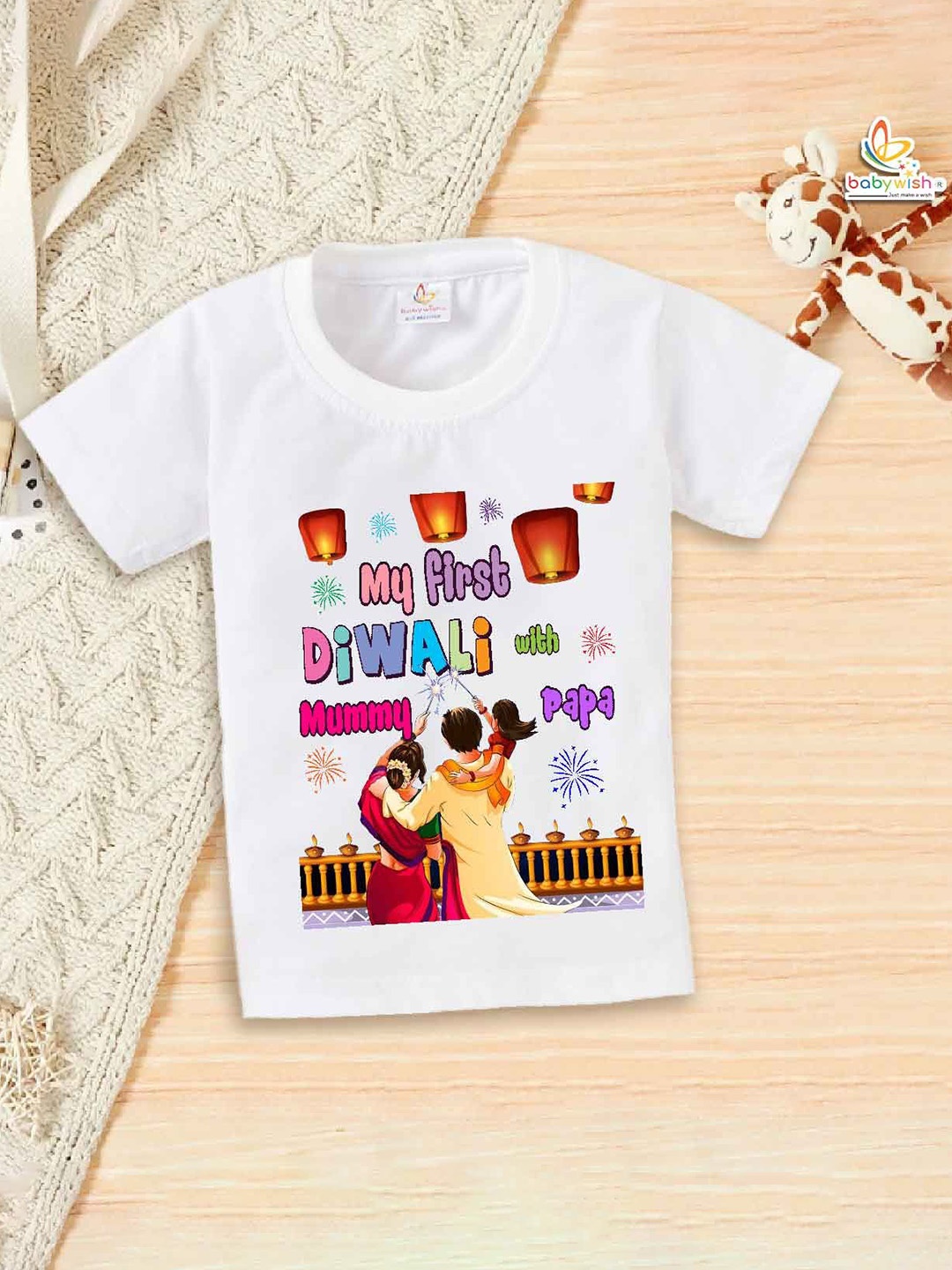 

Babywish Unisex Kids Typography Printed Round Neck Cotton T-shirt, White