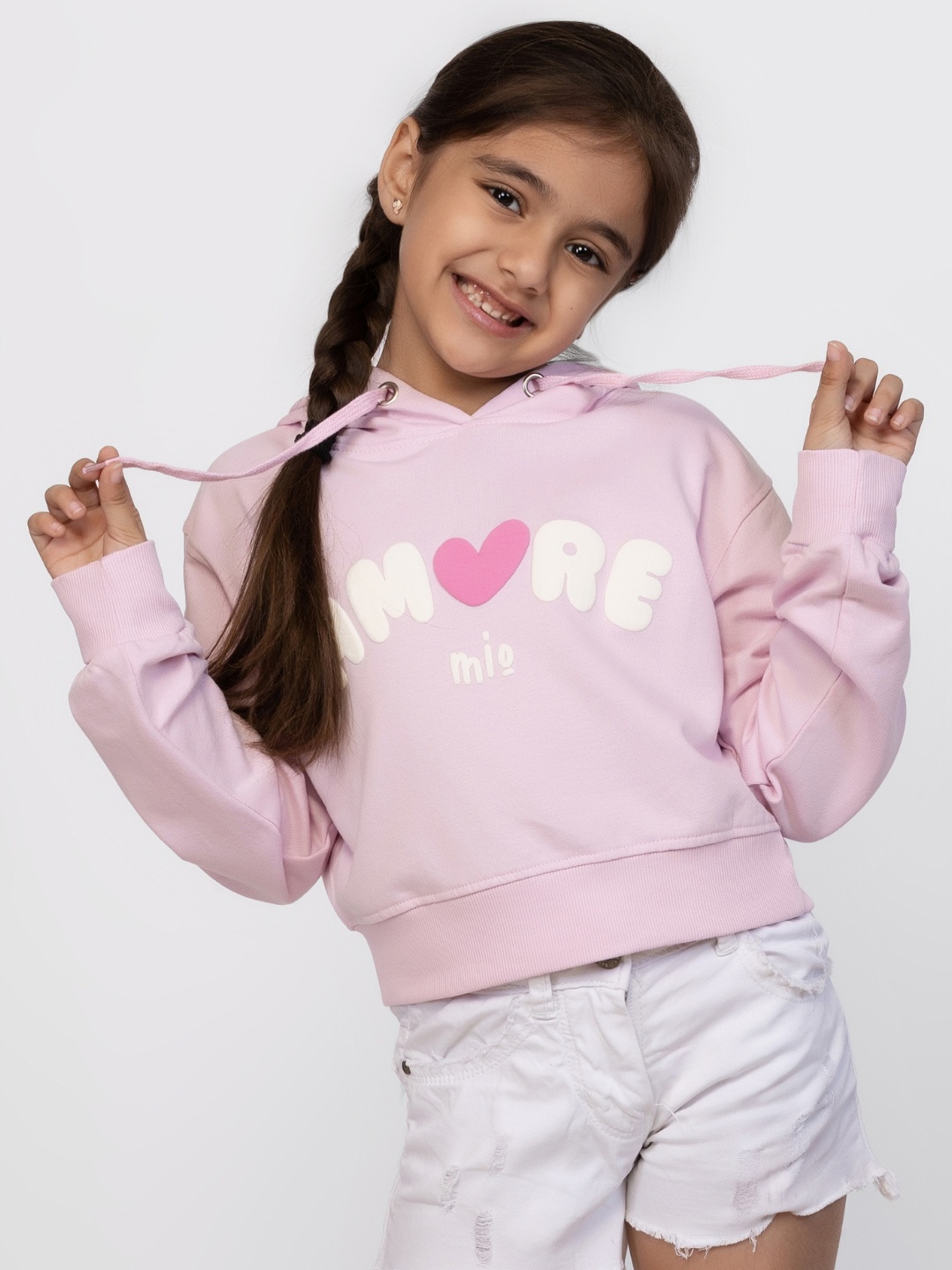 

Girls Amore Mio Printed Relaxed Fit Hooded Sweatshirt, Pink