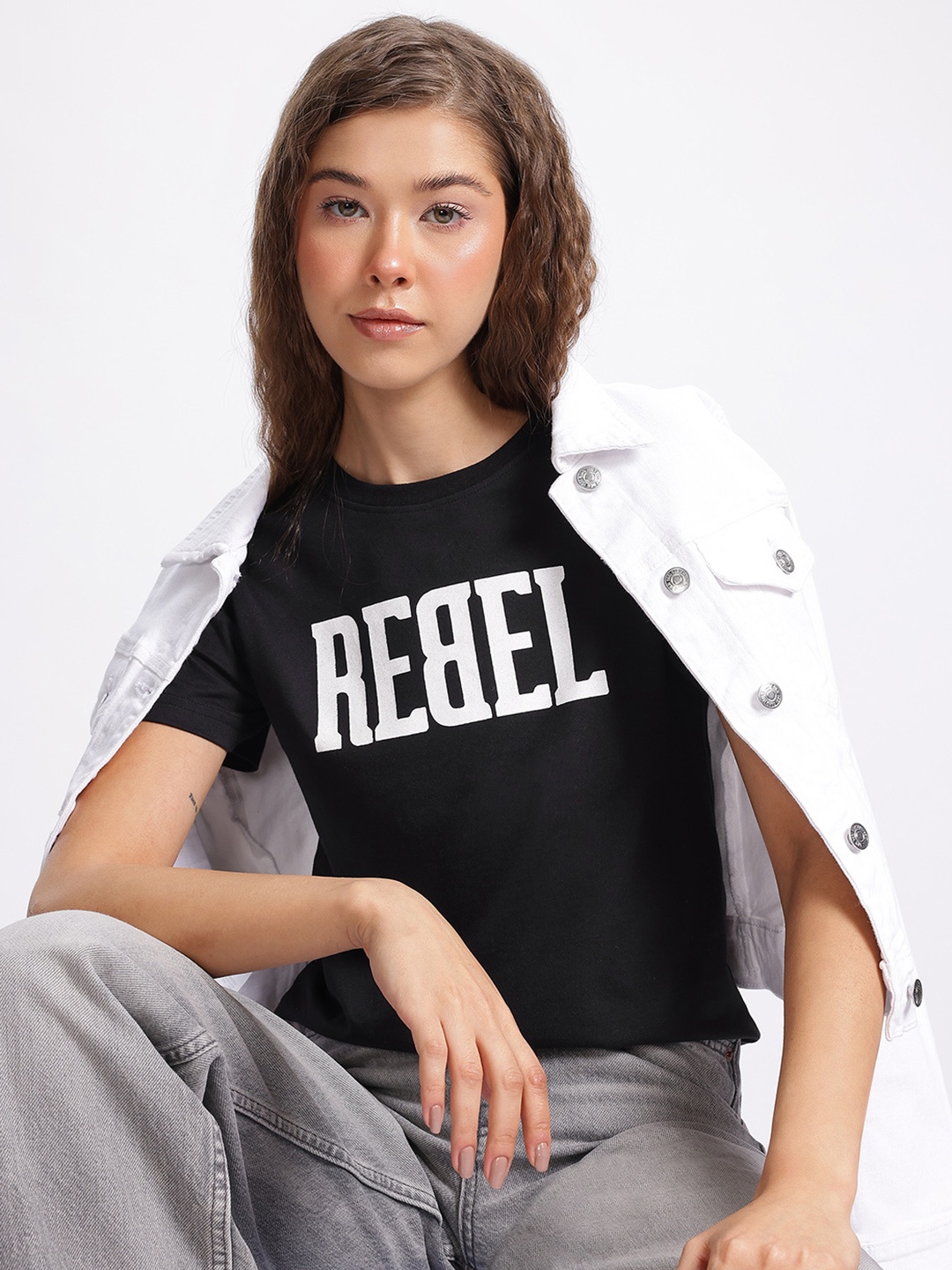 

glitchez Witty Wearables Printed T-shirt, Black