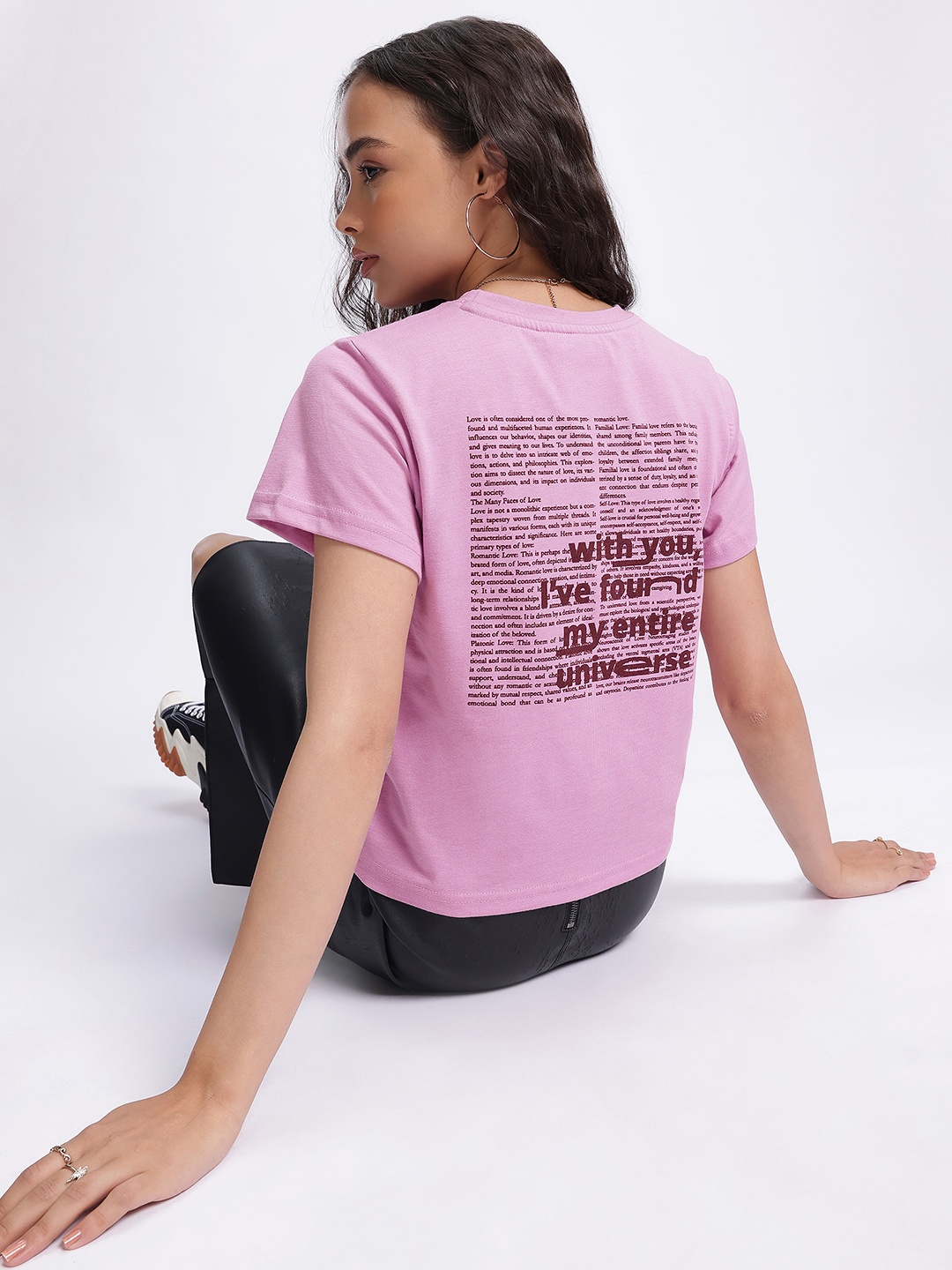 

glitchez Iconic Instincts Typography T-shirt, Pink