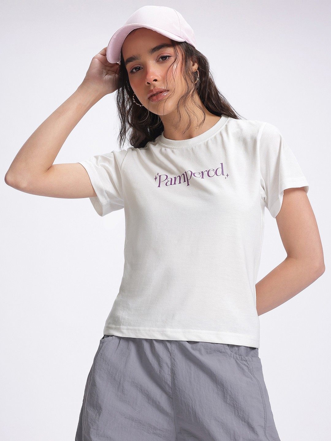 

glitchez Pampered Queen Printed T-shirt, White