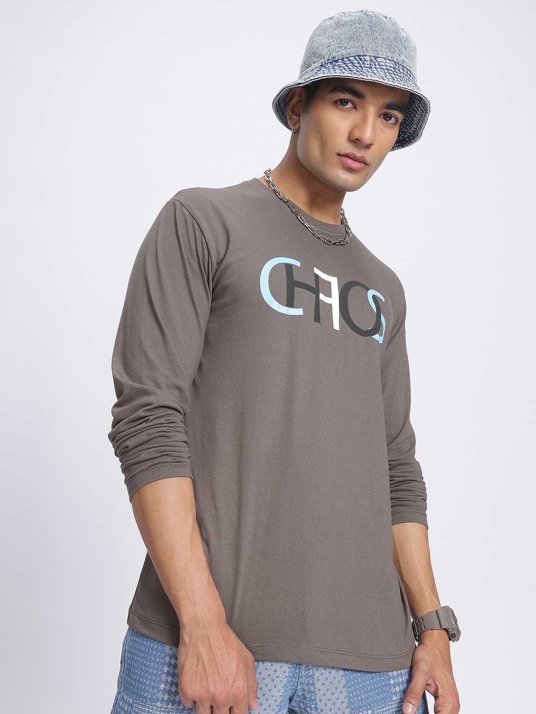 

glitchez Suburban Glow Typography T-shirt, Grey