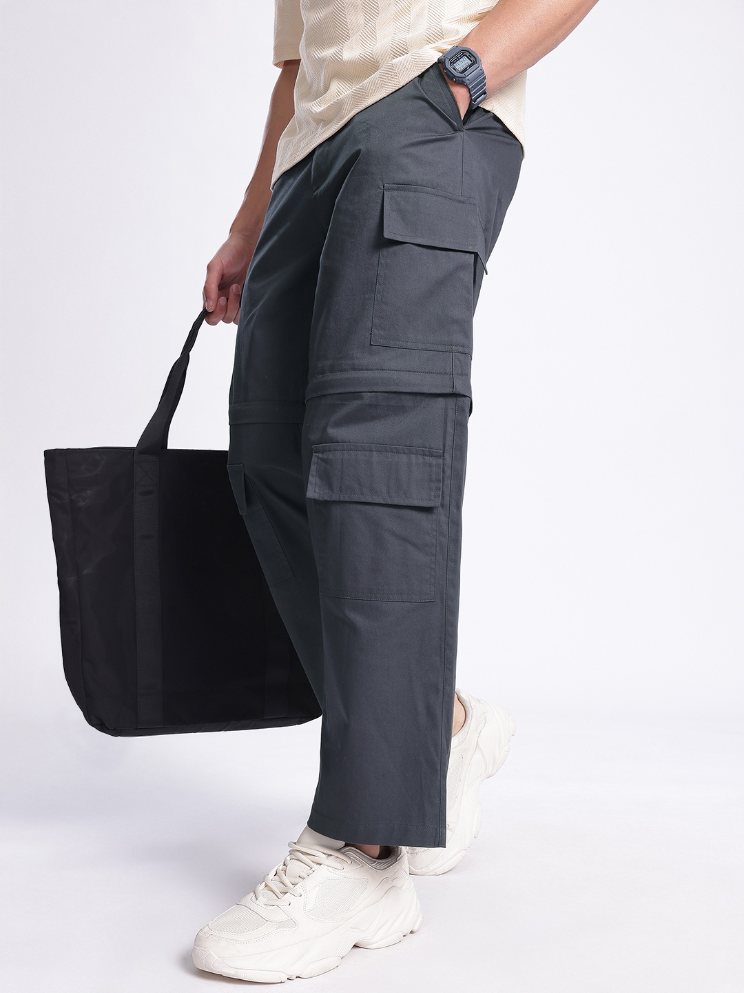 

glitchez Men Versatile Vanguard Cargo Drip Baggy Trousers, Blue